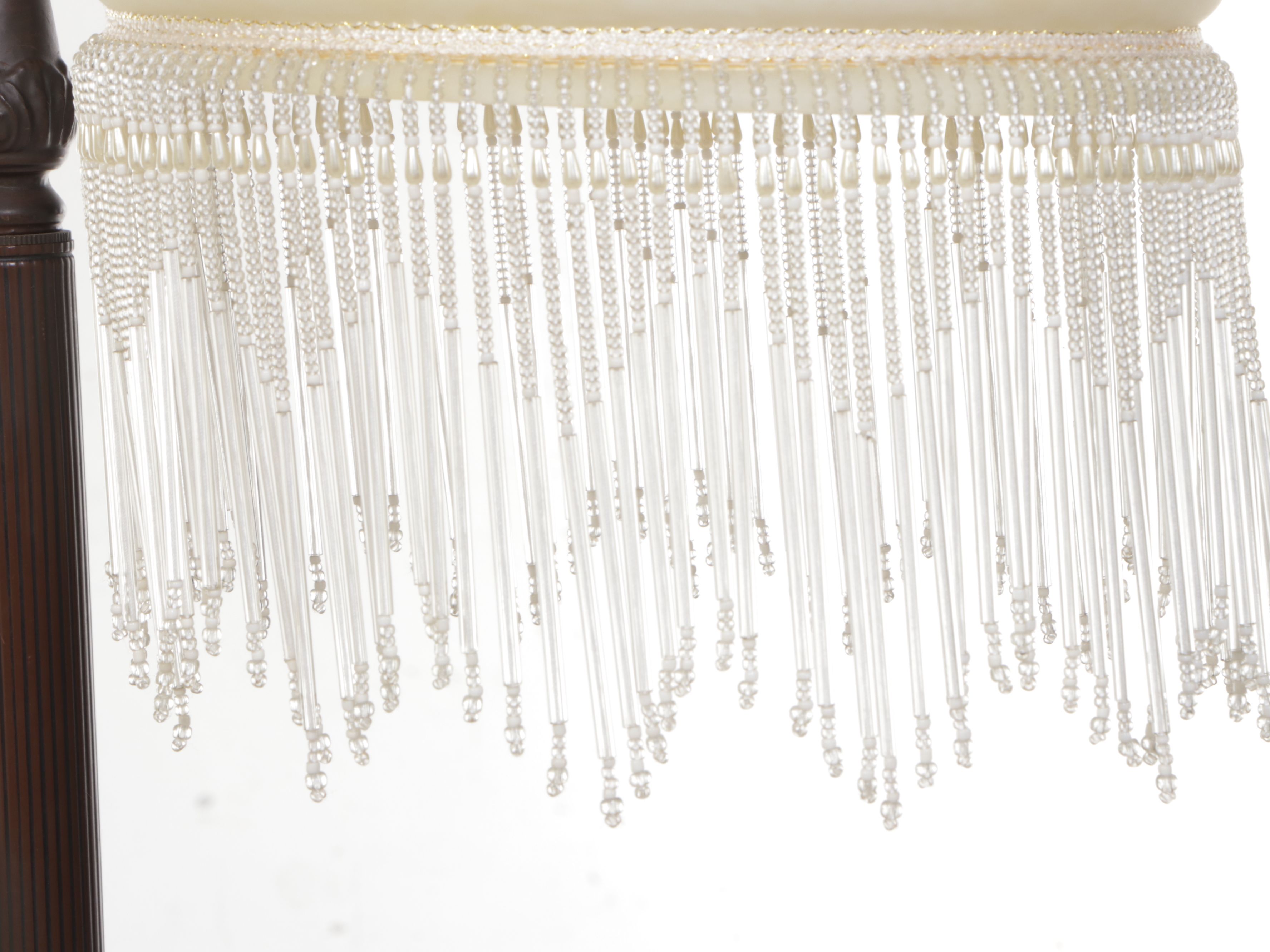 Victorian Style Bronze Painted Bridge Arm Lamp with Reverse Painted Shade