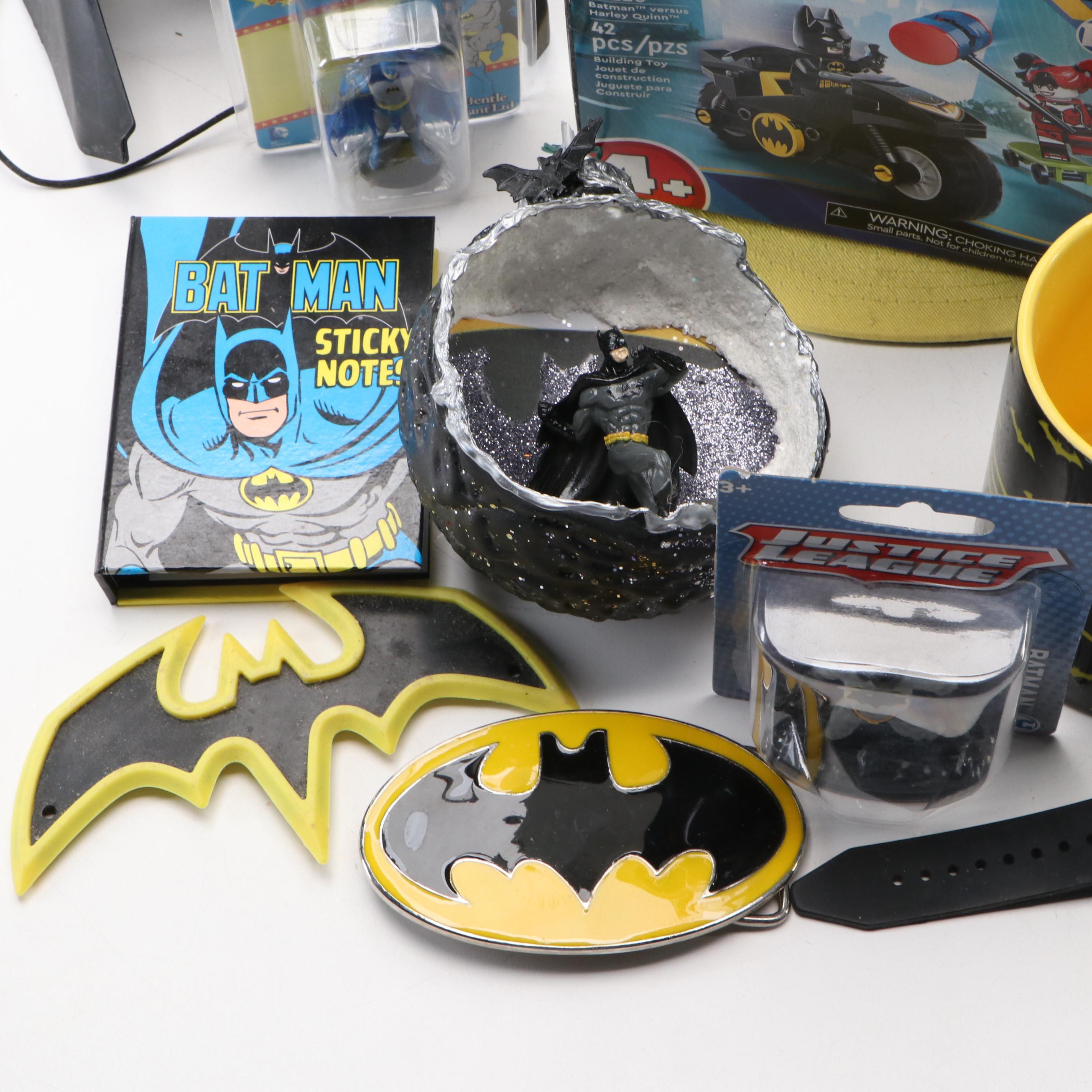 Batman Memorabilia and Merchandise Featuring Ball Cap, Postal Stamps, and More