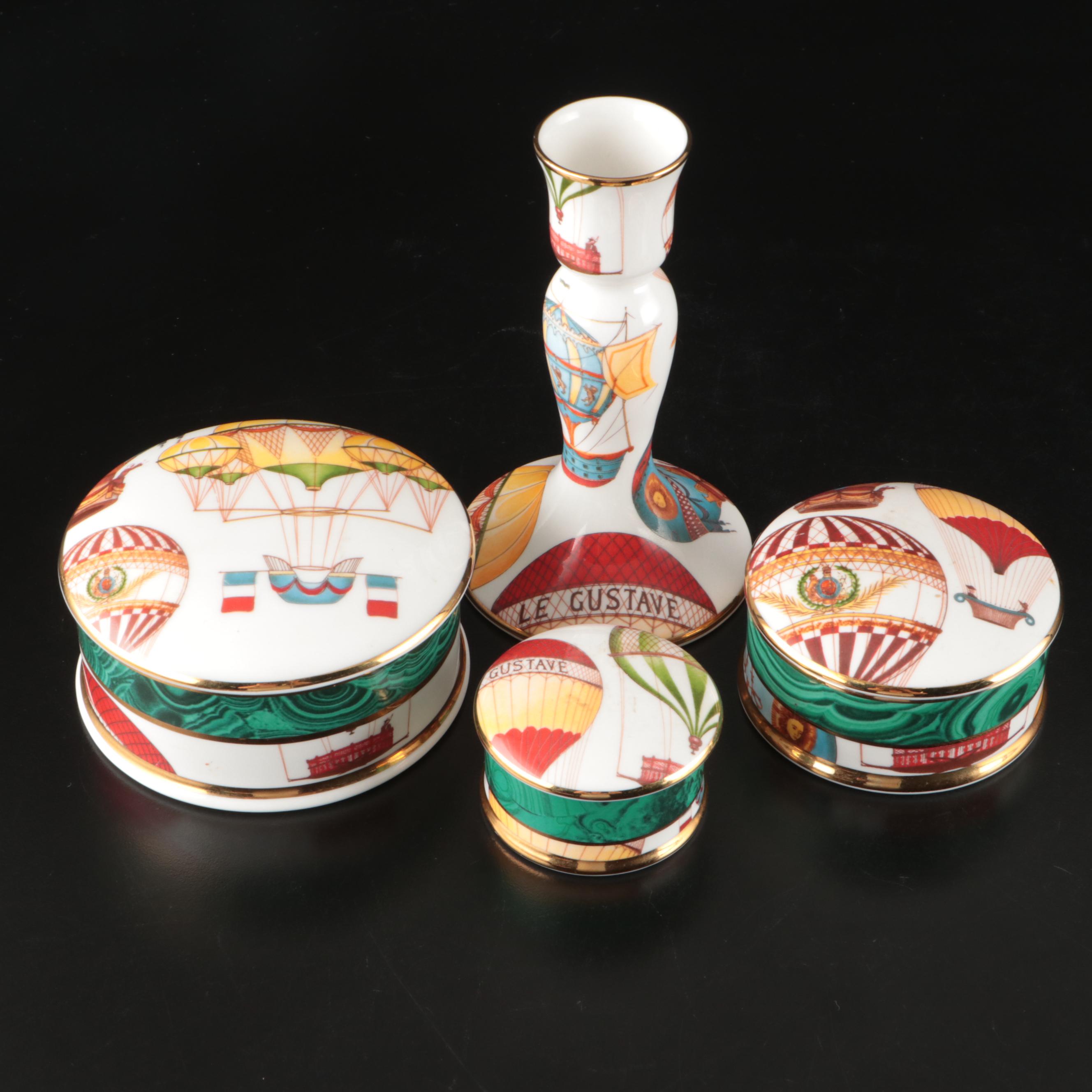 Temptation Galleries Hot Air Balloon Pattern Ceramic Candlestick and Containers