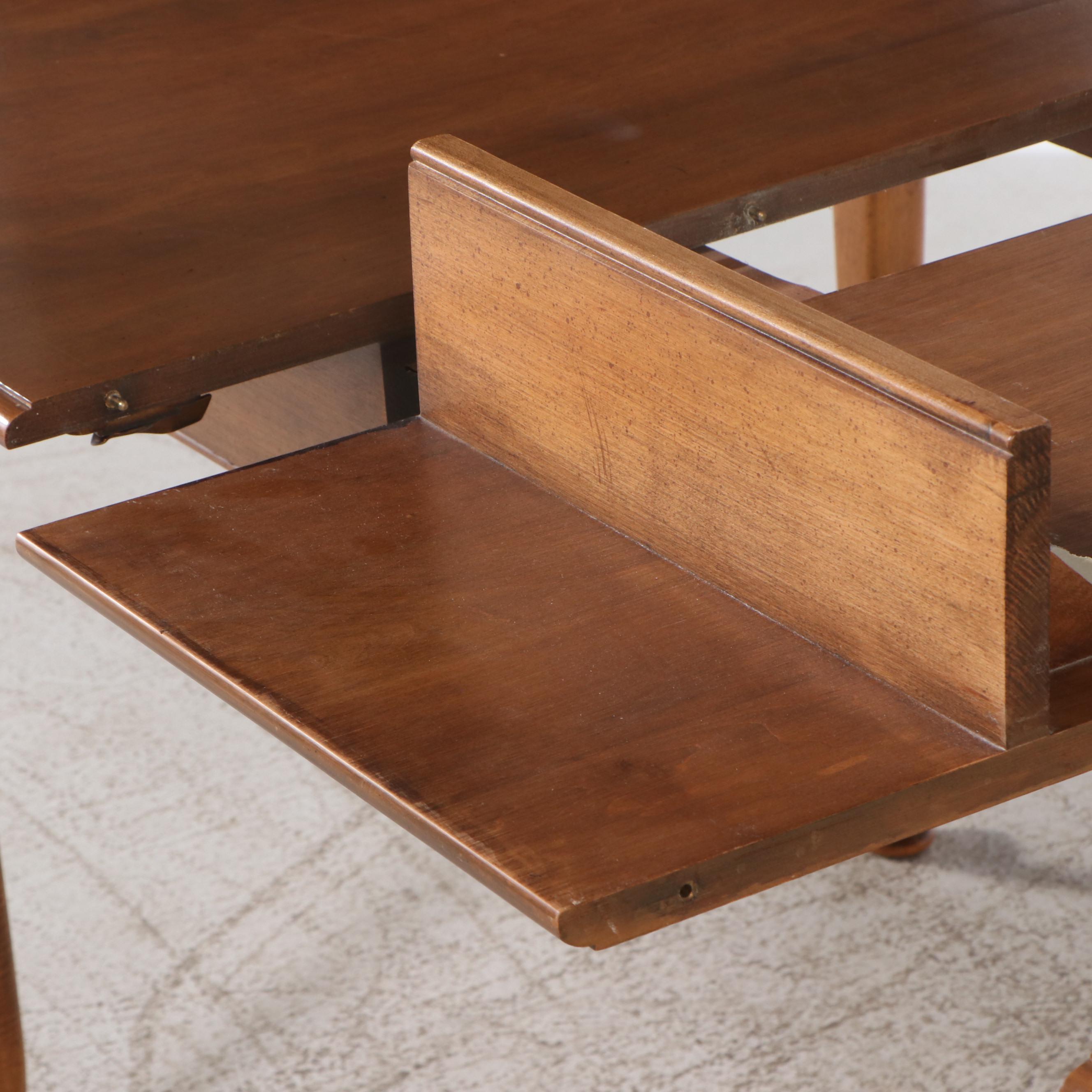 Ethan Allen Queen Anne Style Maple Dining Table with Six Windsor Style Armchairs