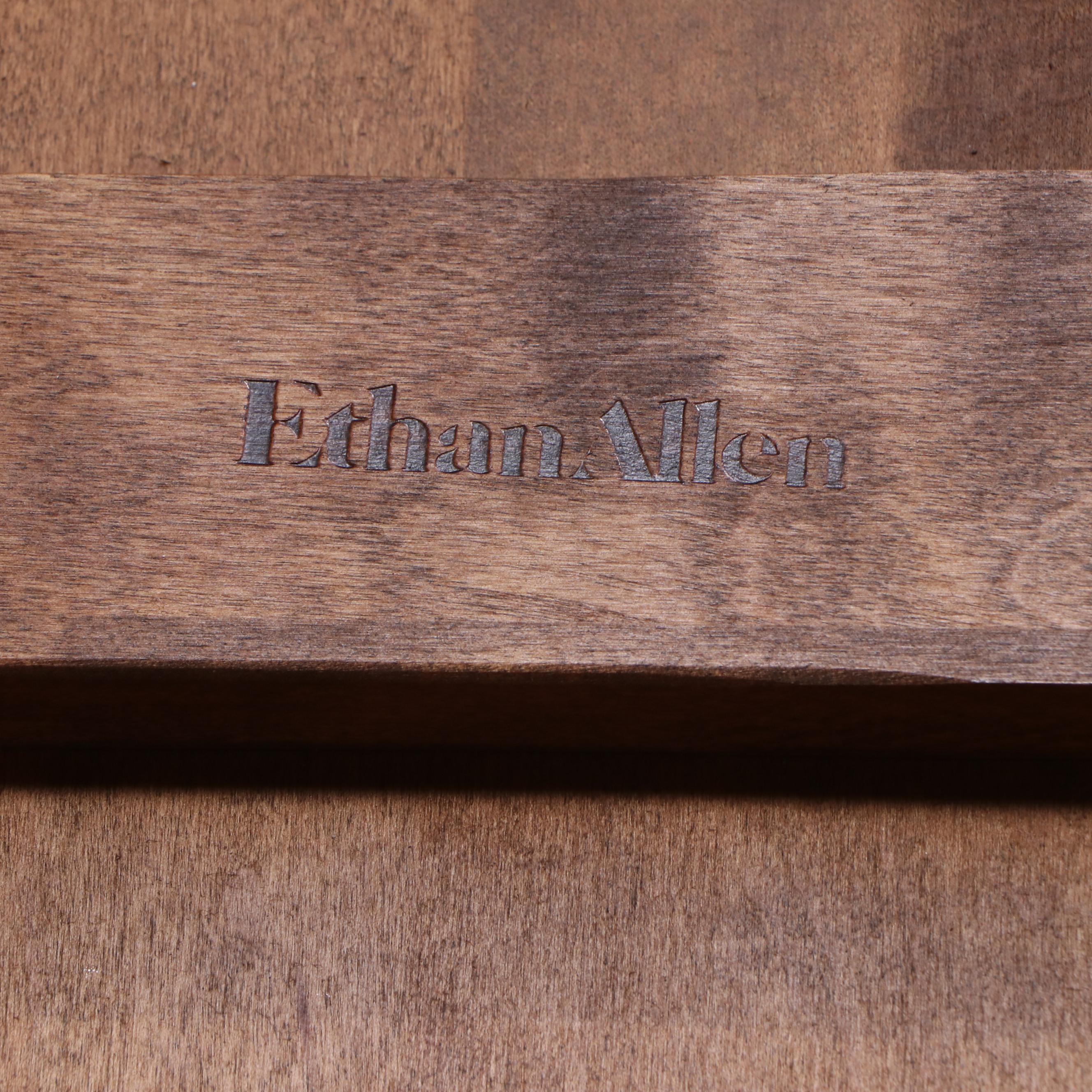 Ethan Allen Queen Anne Style Maple Dining Table with Six Windsor Style Armchairs