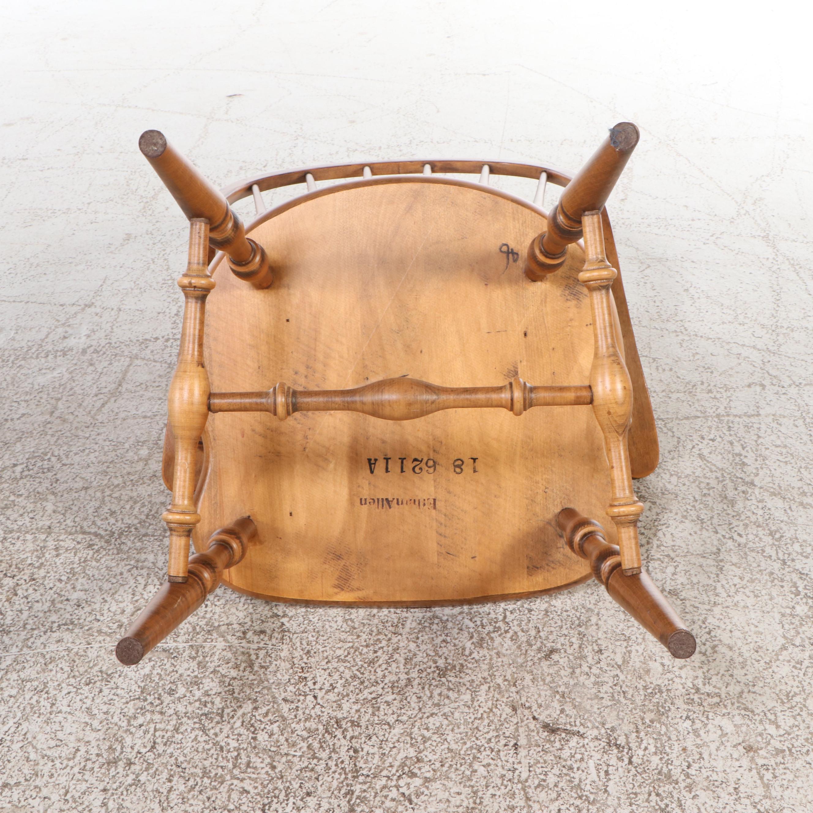 Ethan Allen Queen Anne Style Maple Dining Table with Six Windsor Style Armchairs