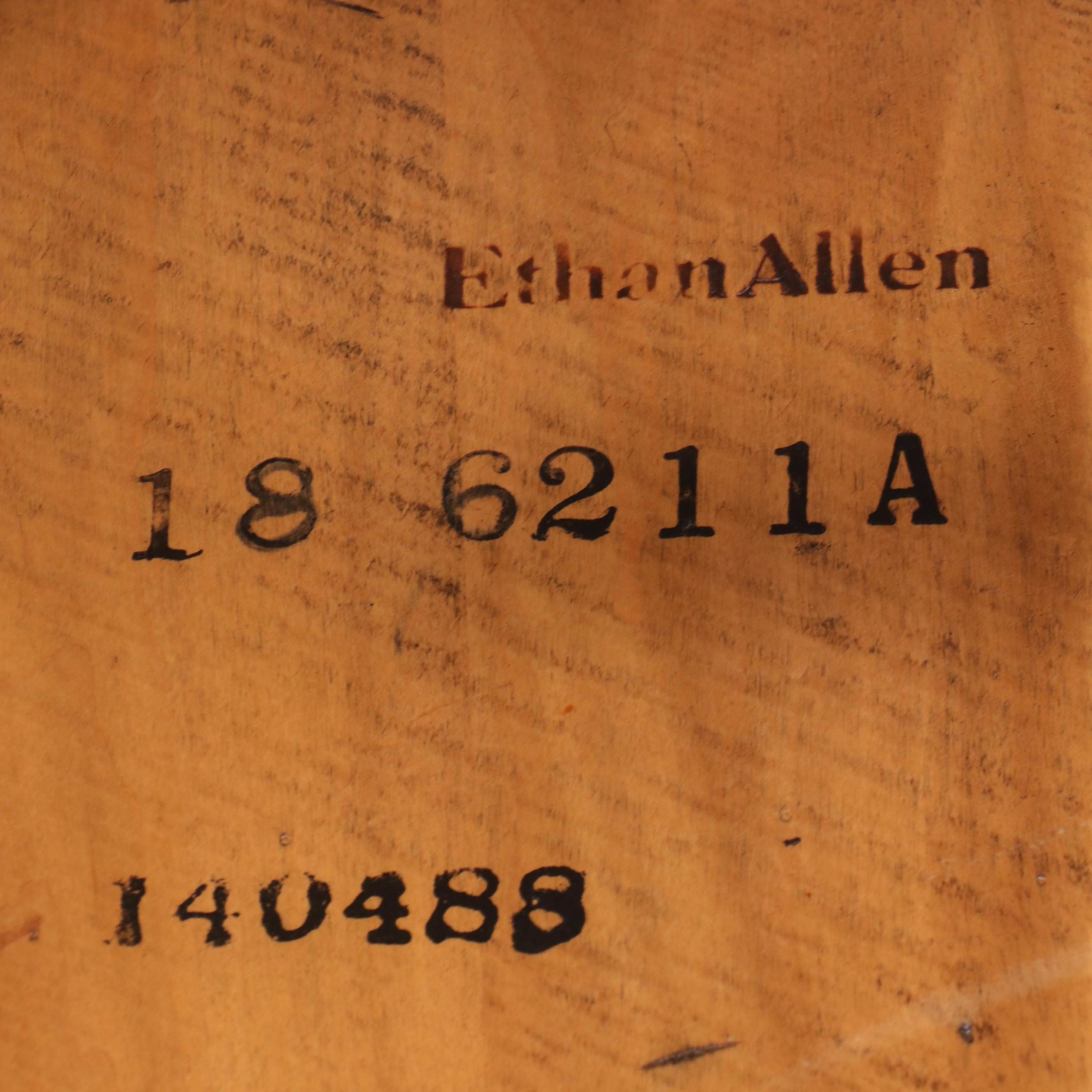 Ethan Allen Queen Anne Style Maple Dining Table with Six Windsor Style Armchairs