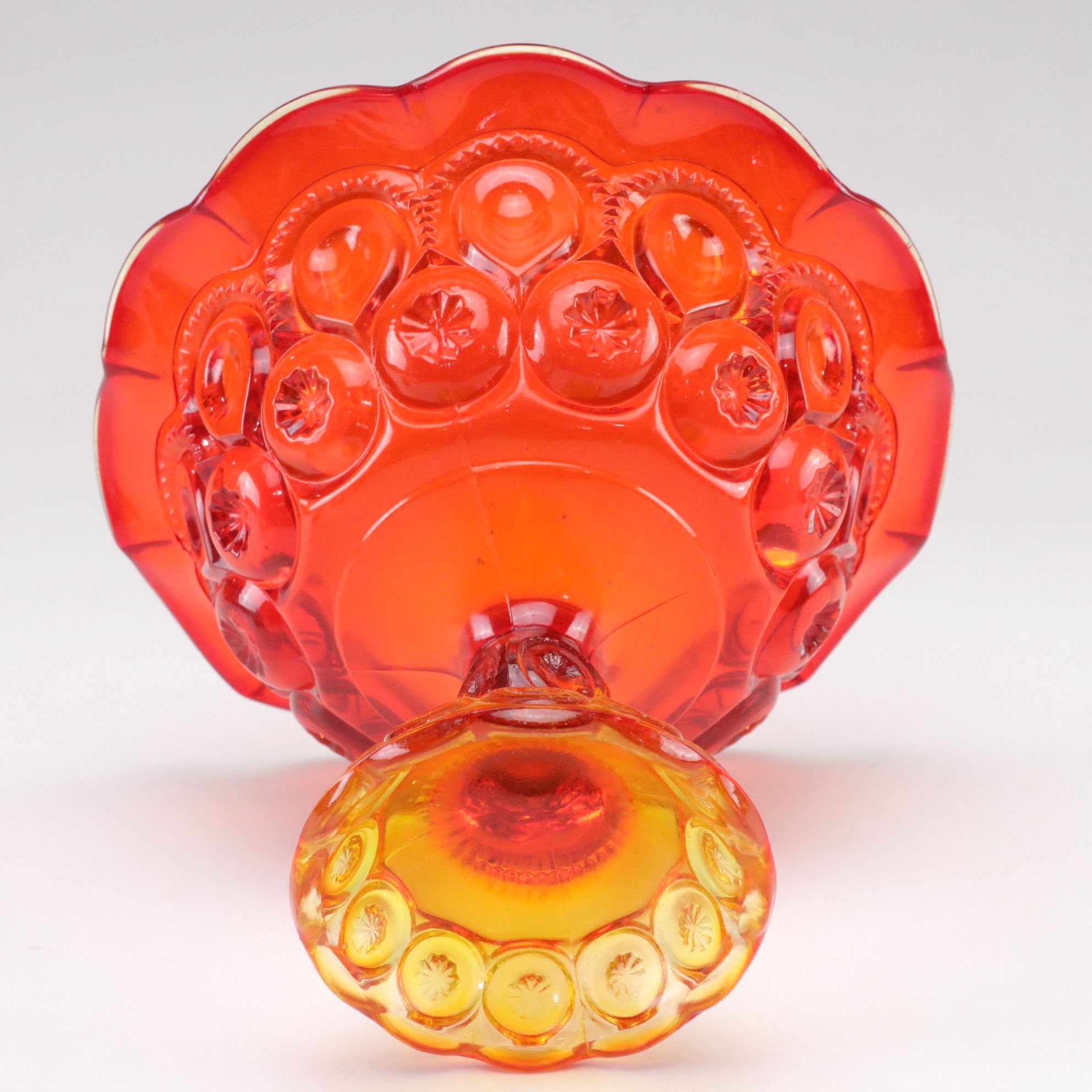 "Moon & Stars" Compote With Other Amberina Tableware and Novelty Glass