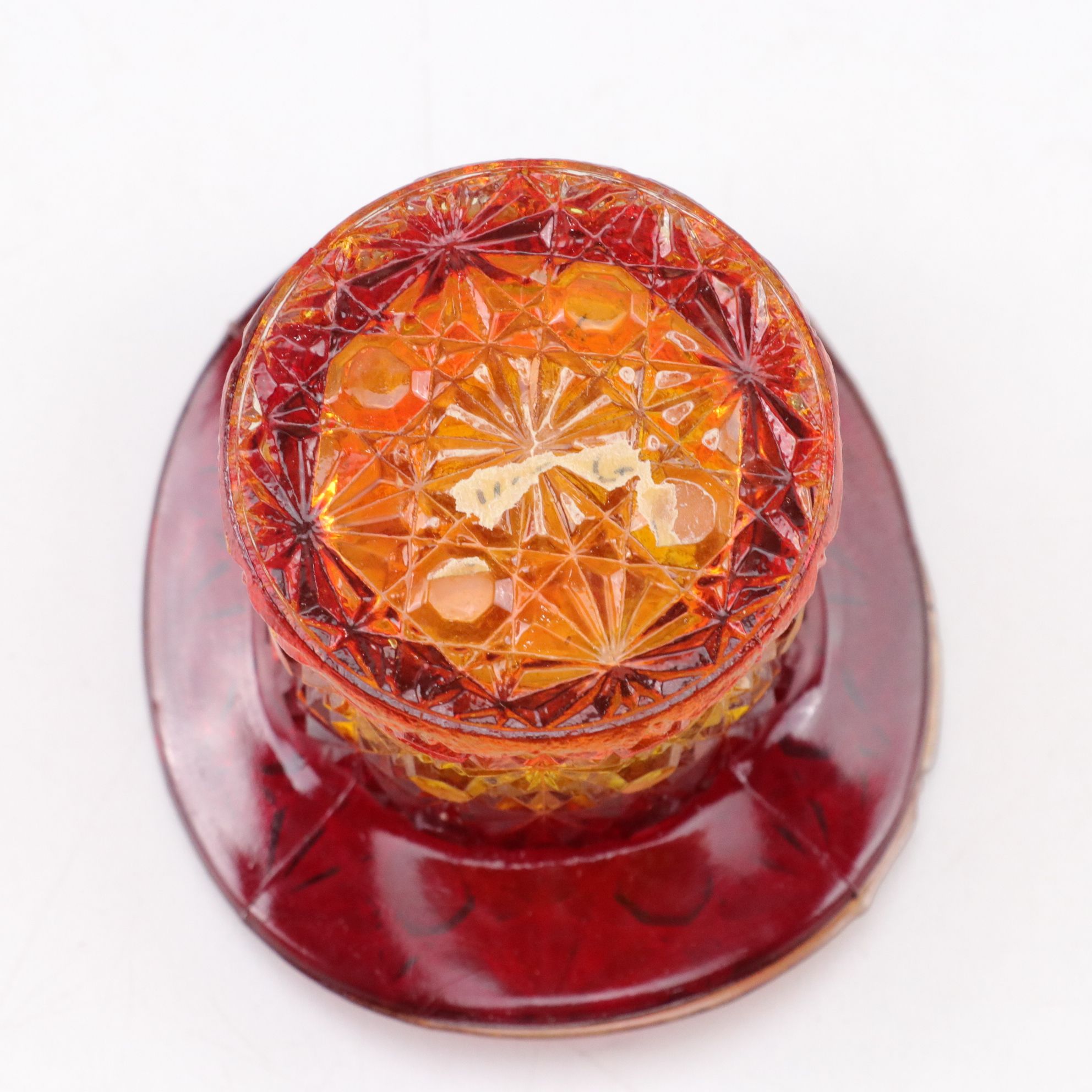 "Moon & Stars" Compote With Other Amberina Tableware and Novelty Glass