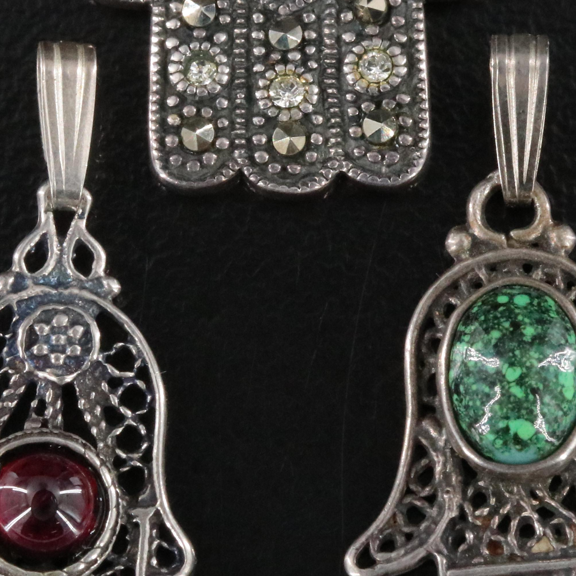 Vintage Sterling Hamsa Pendants