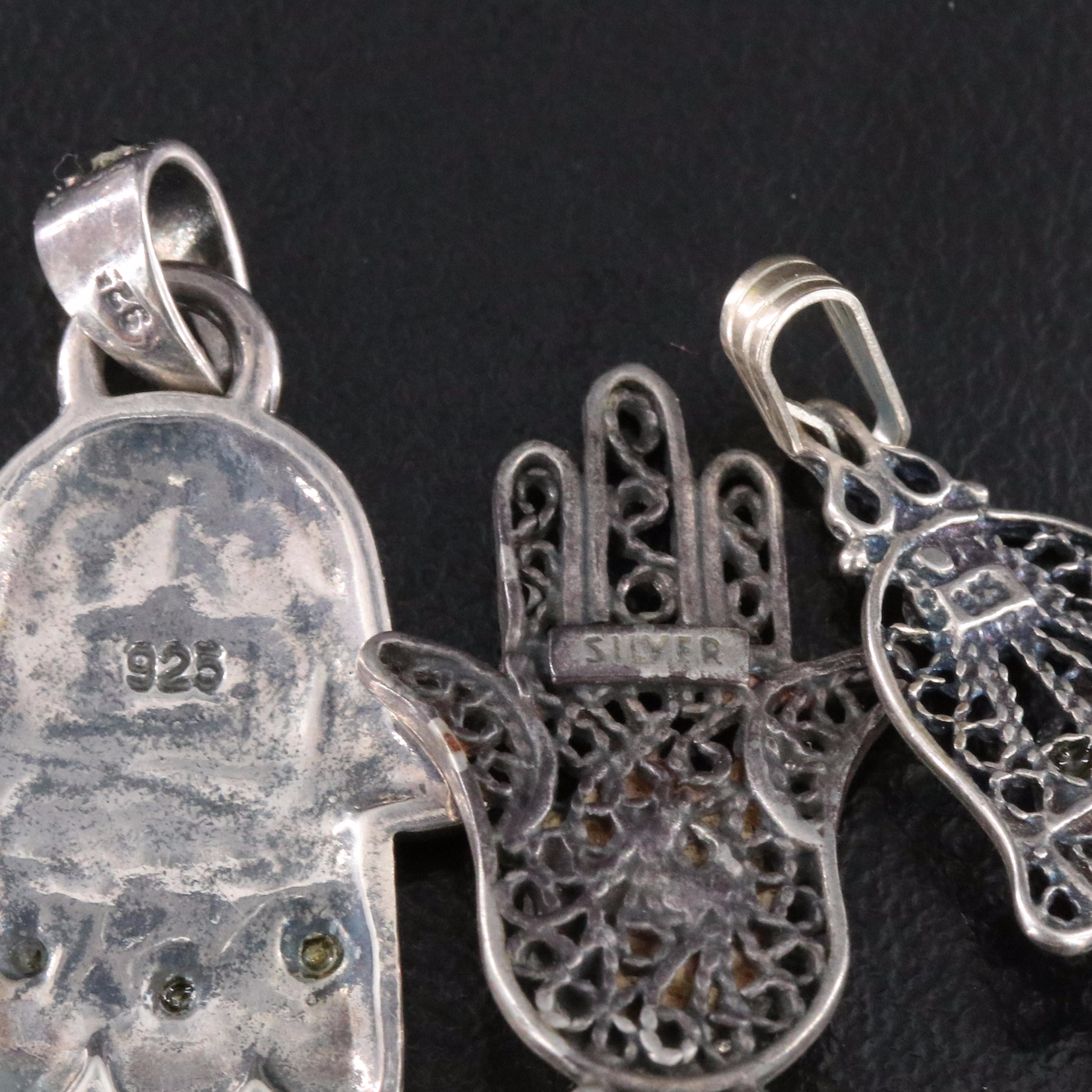 Vintage Sterling Hamsa Pendants