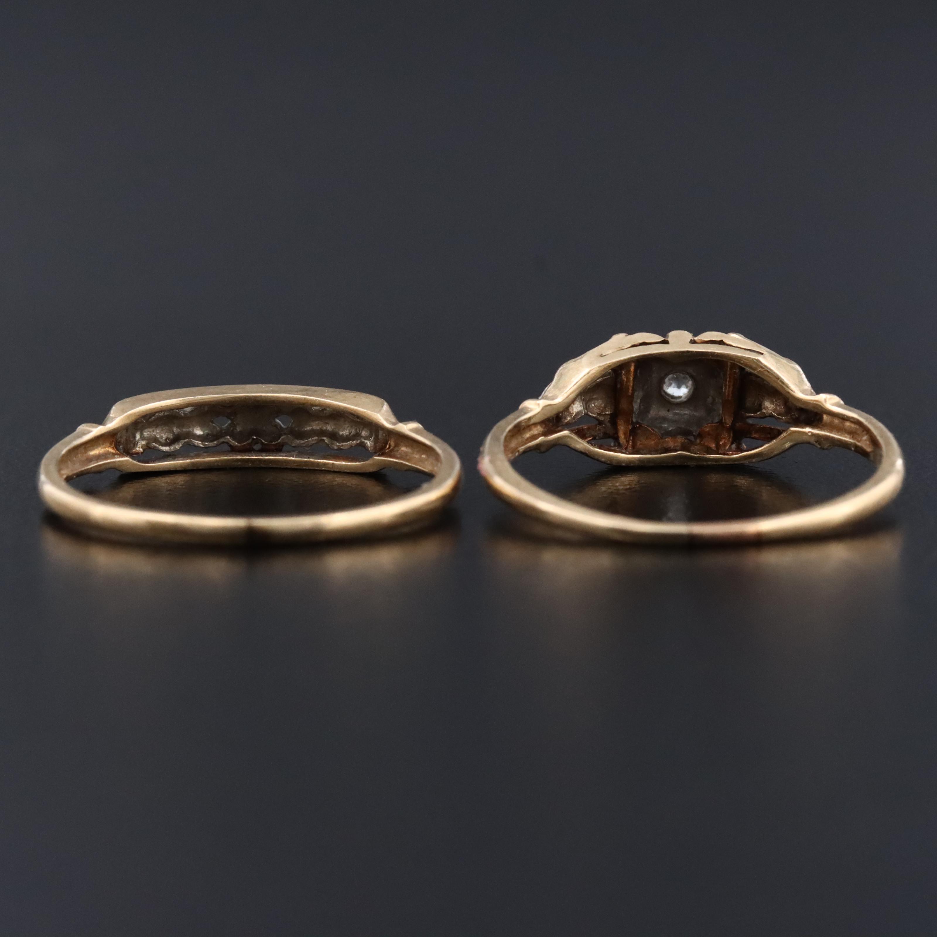 Vintage 14K 0.03 CT Diamond Ring Set with Gray & Merkley Box