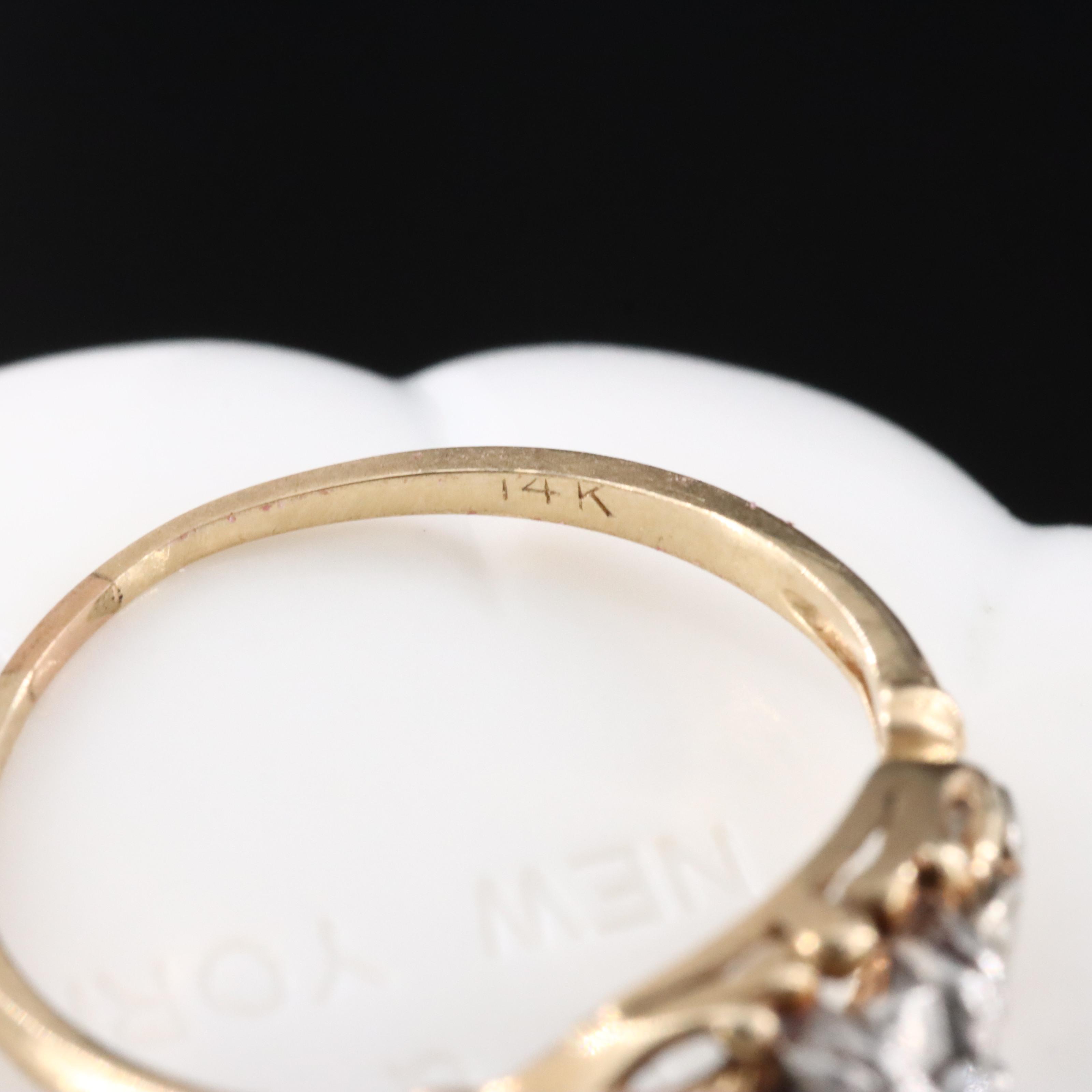 Vintage 14K 0.03 CT Diamond Ring Set with Gray & Merkley Box