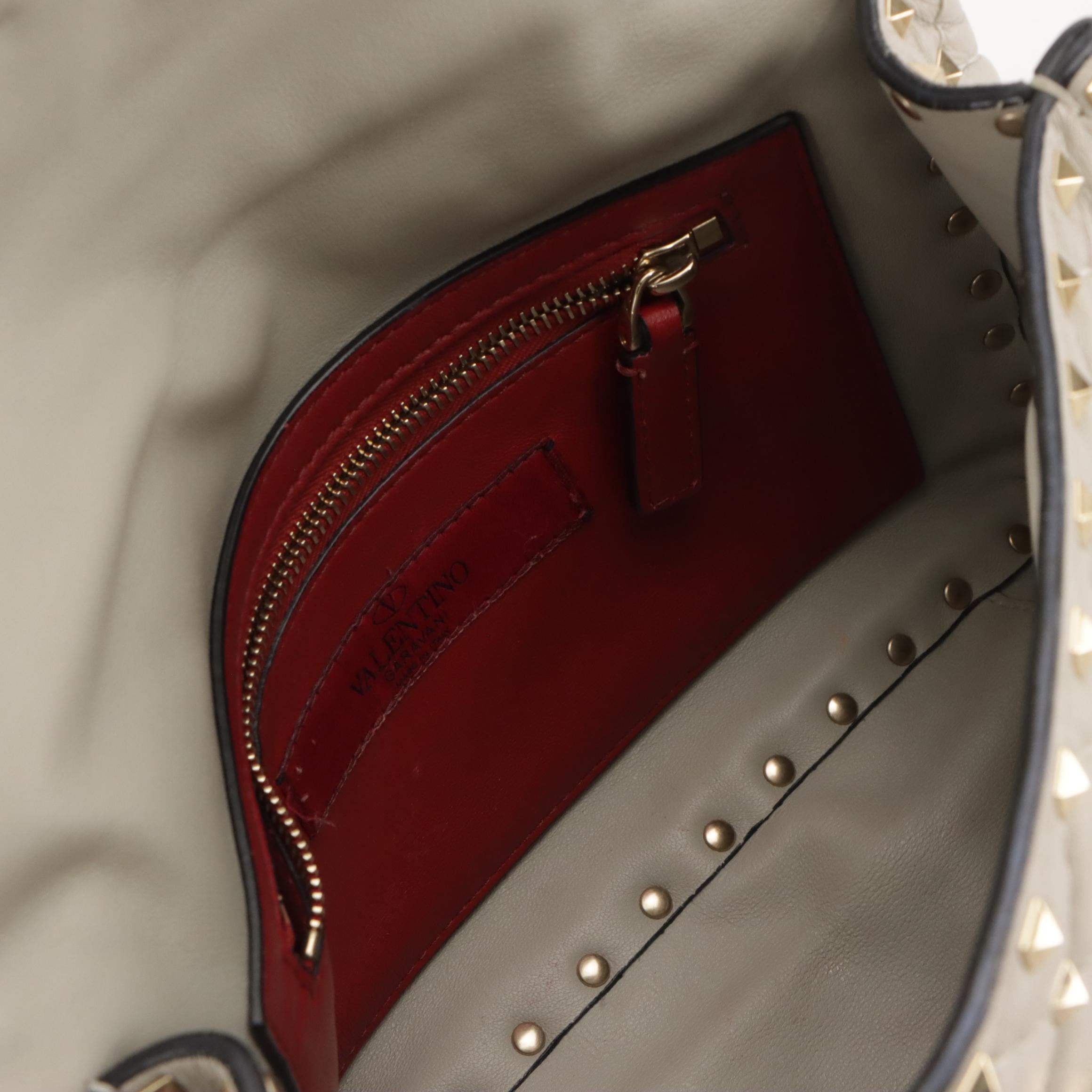 Valentino Rockstud Spike Two-Way Bag in Gray Quilted Leather