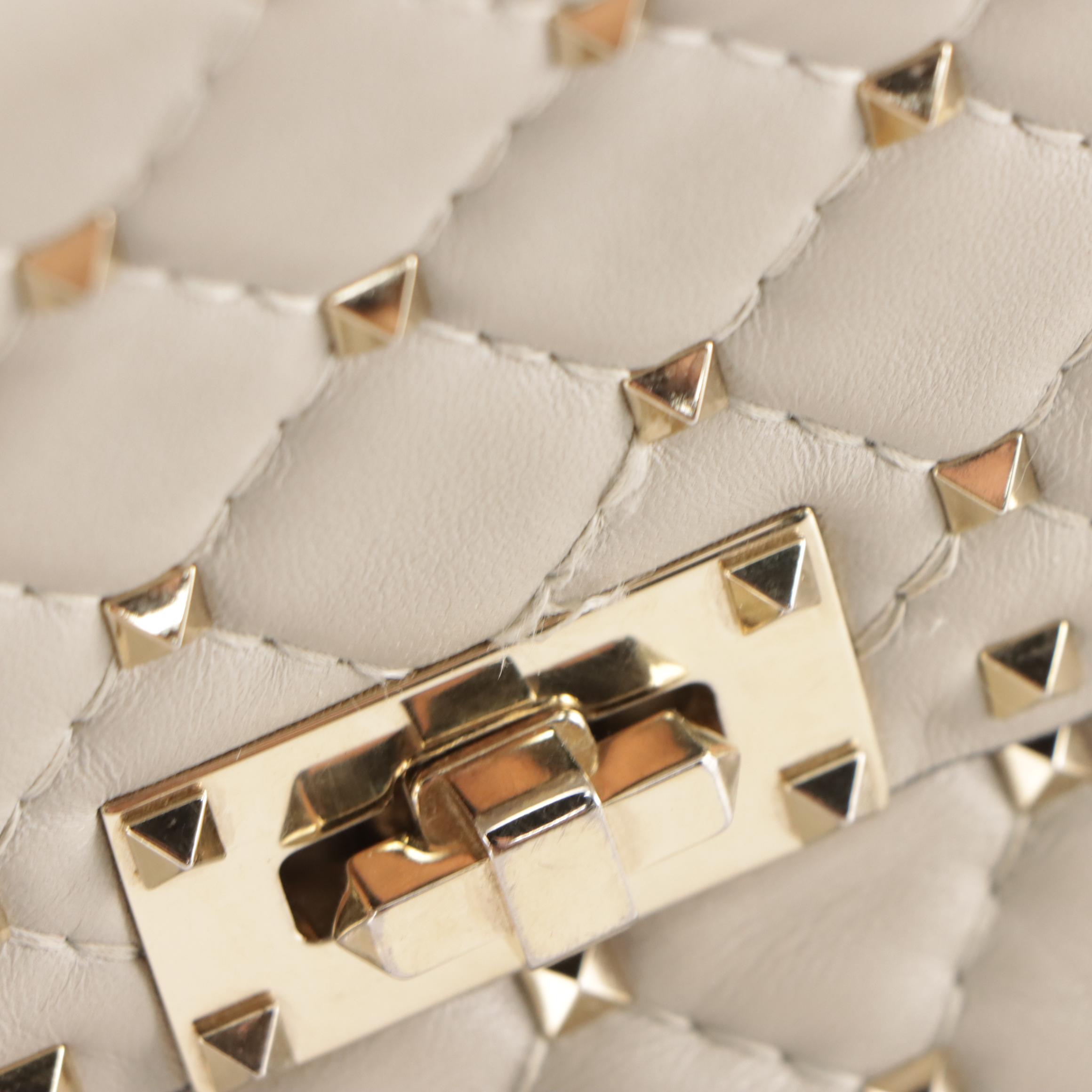 Valentino Rockstud Spike Two-Way Bag in Gray Quilted Leather