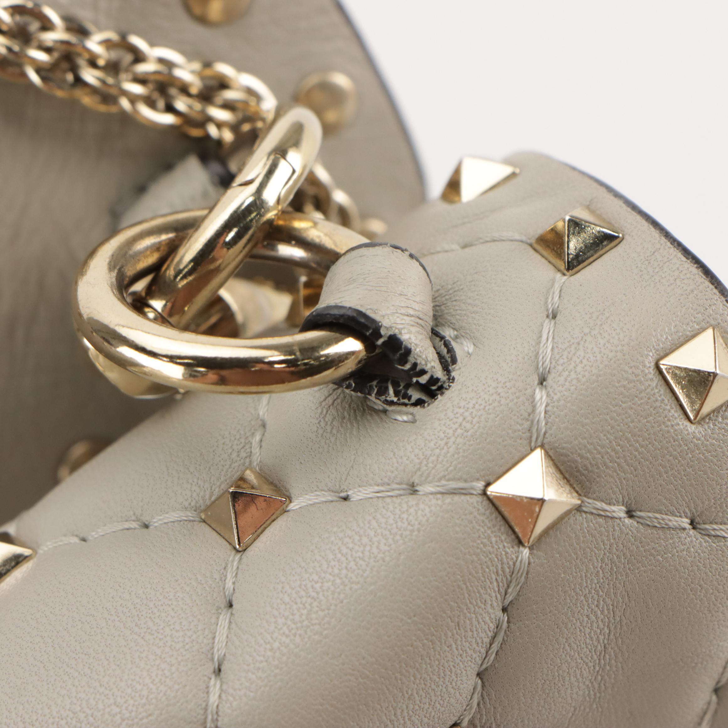Valentino Rockstud Spike Two-Way Bag in Gray Quilted Leather