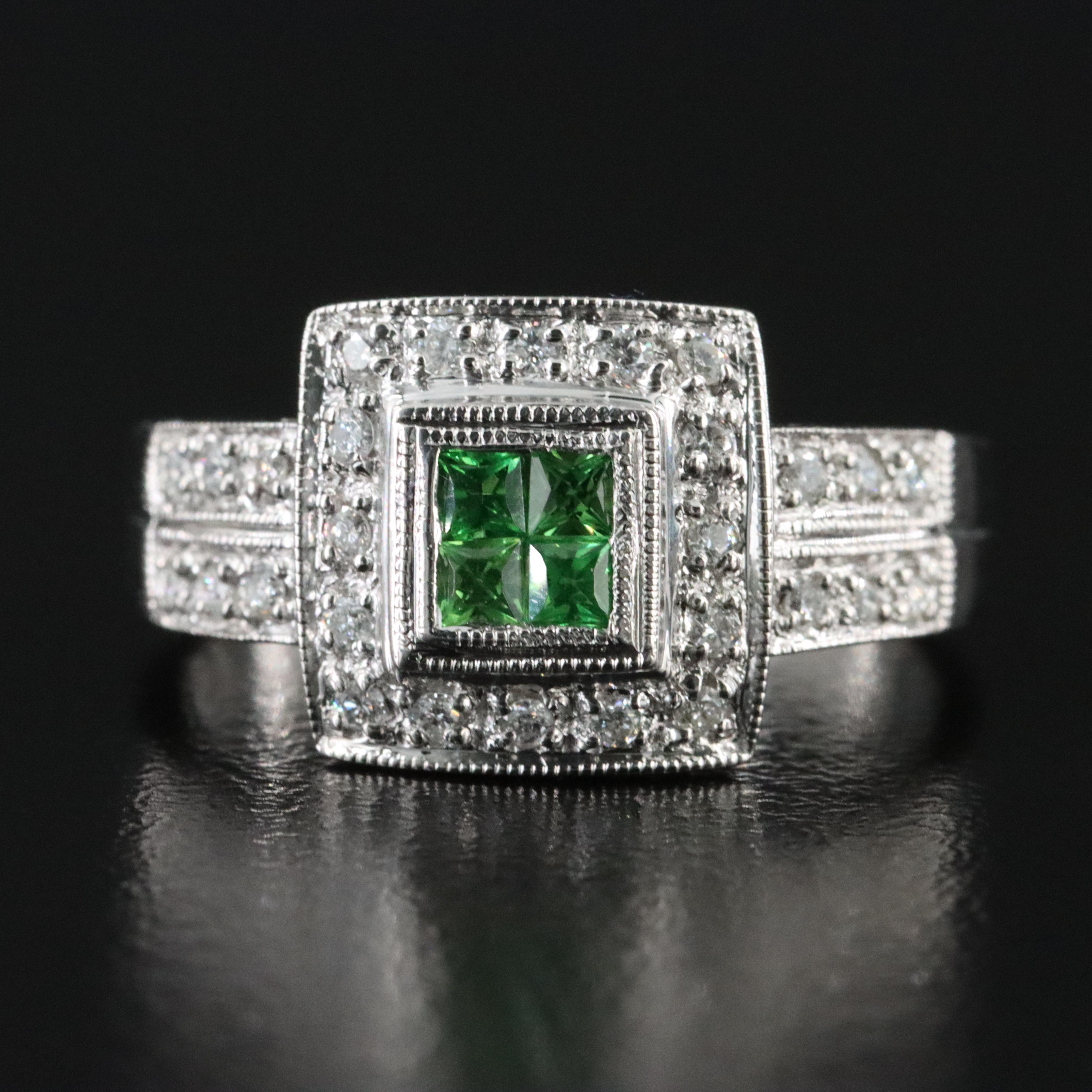 14K Tsavorite and Diamond Ring