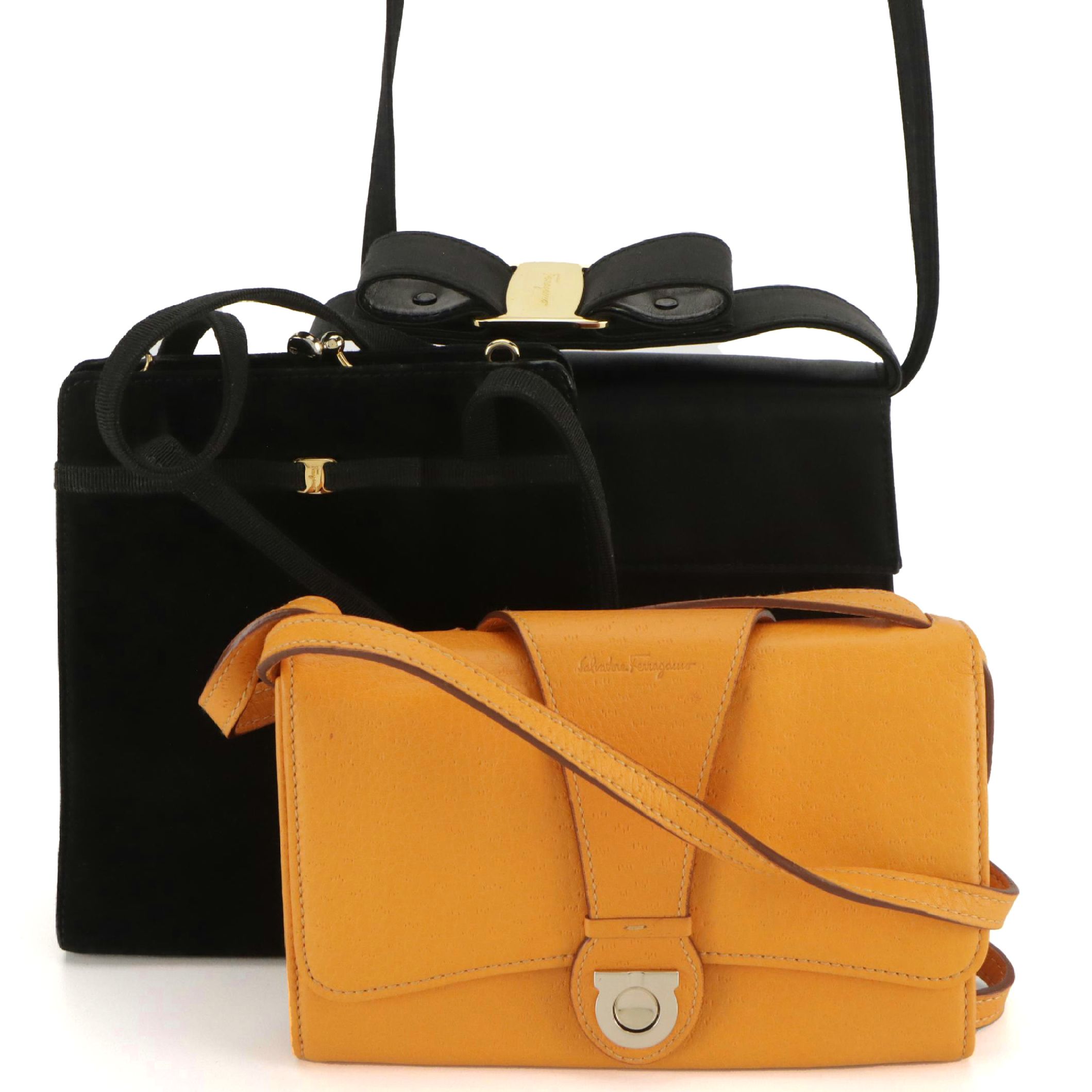 Salvatore Ferragamo Gancini Flap Crossbody Wallet and Vara Bow 2Way Evening Bags