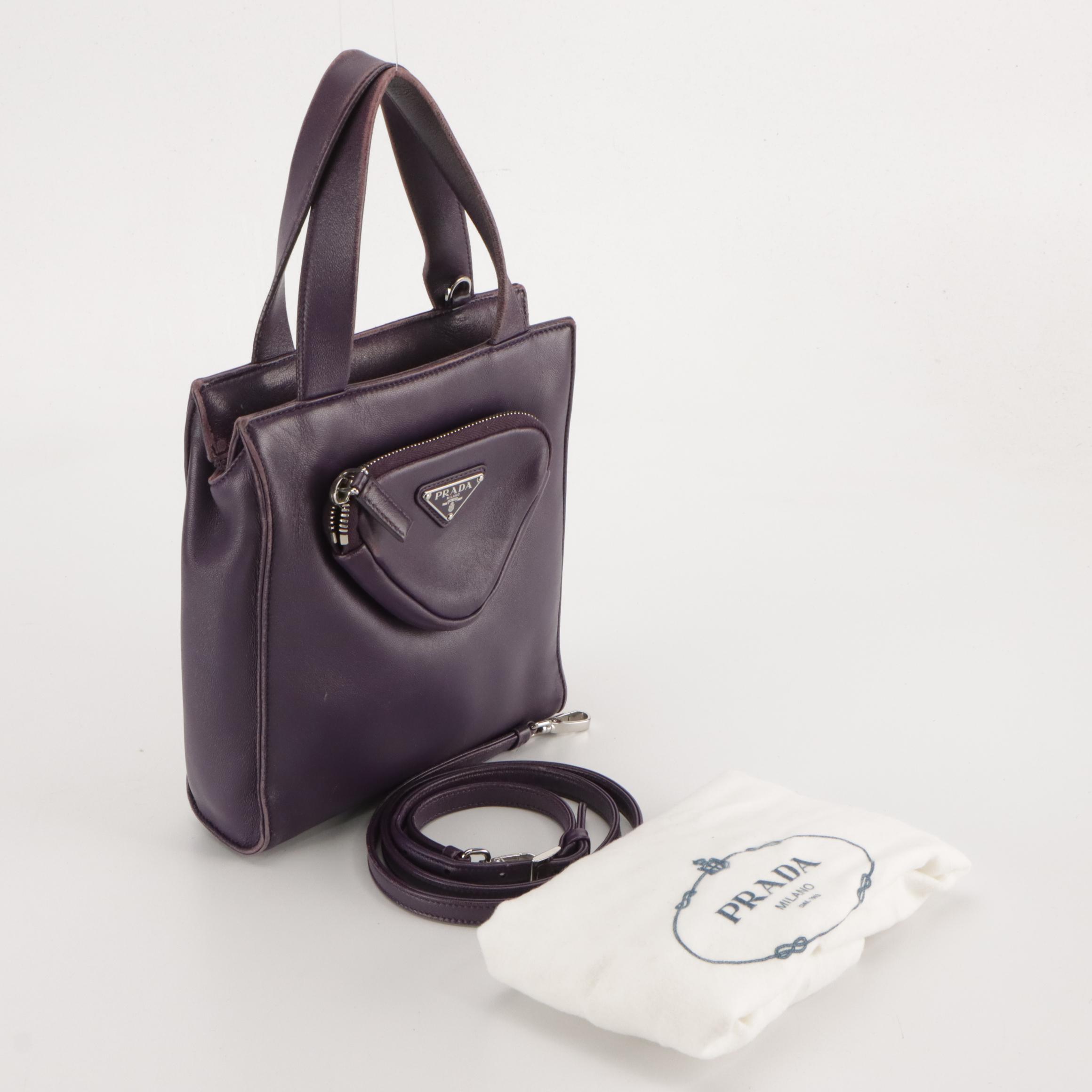 Prada Mini Two-Way Zip Tote in Violet Nappa Leather