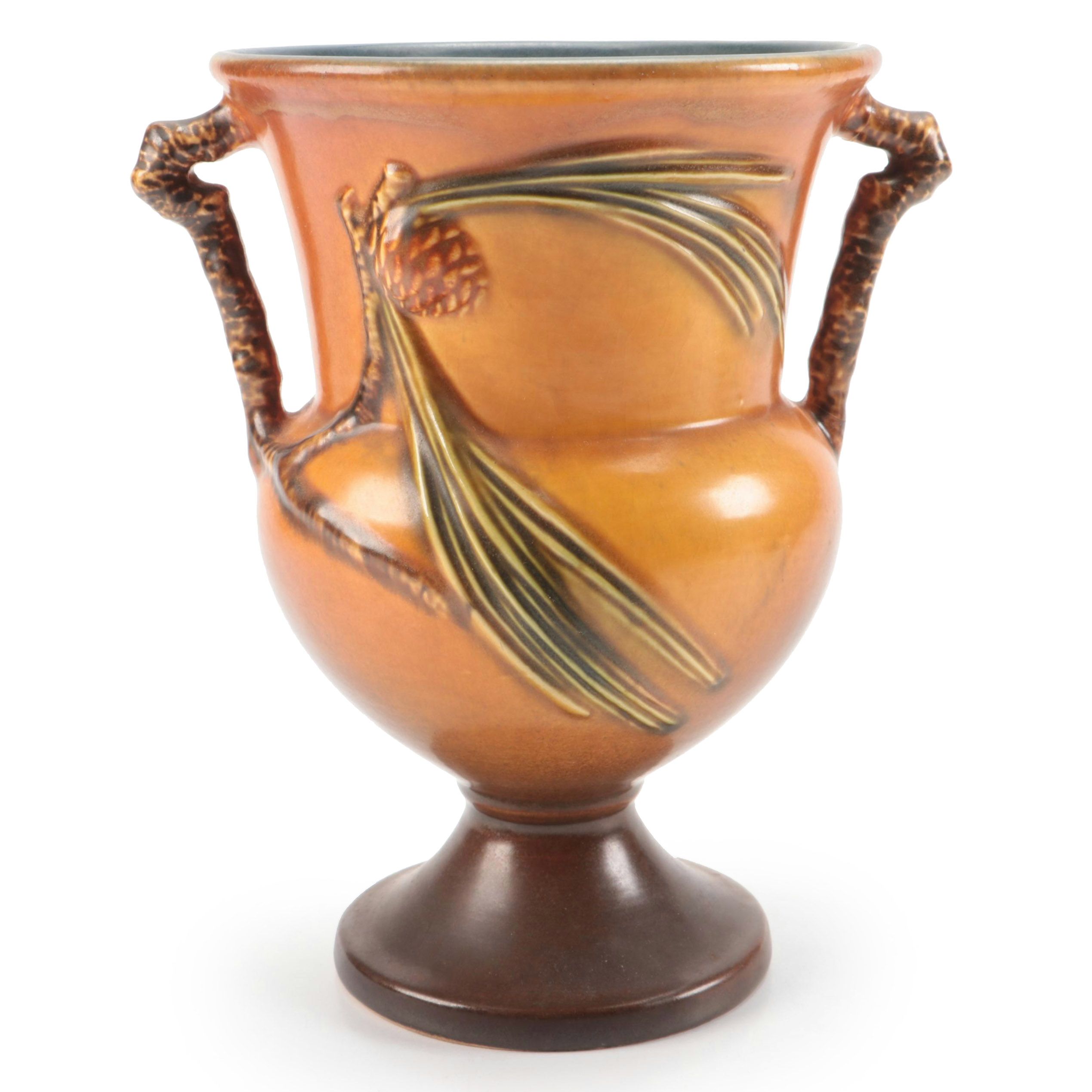 Roseville Pottery "Pine Cone" Ceramic Amphora Vase, Early to Mid-20th Century
