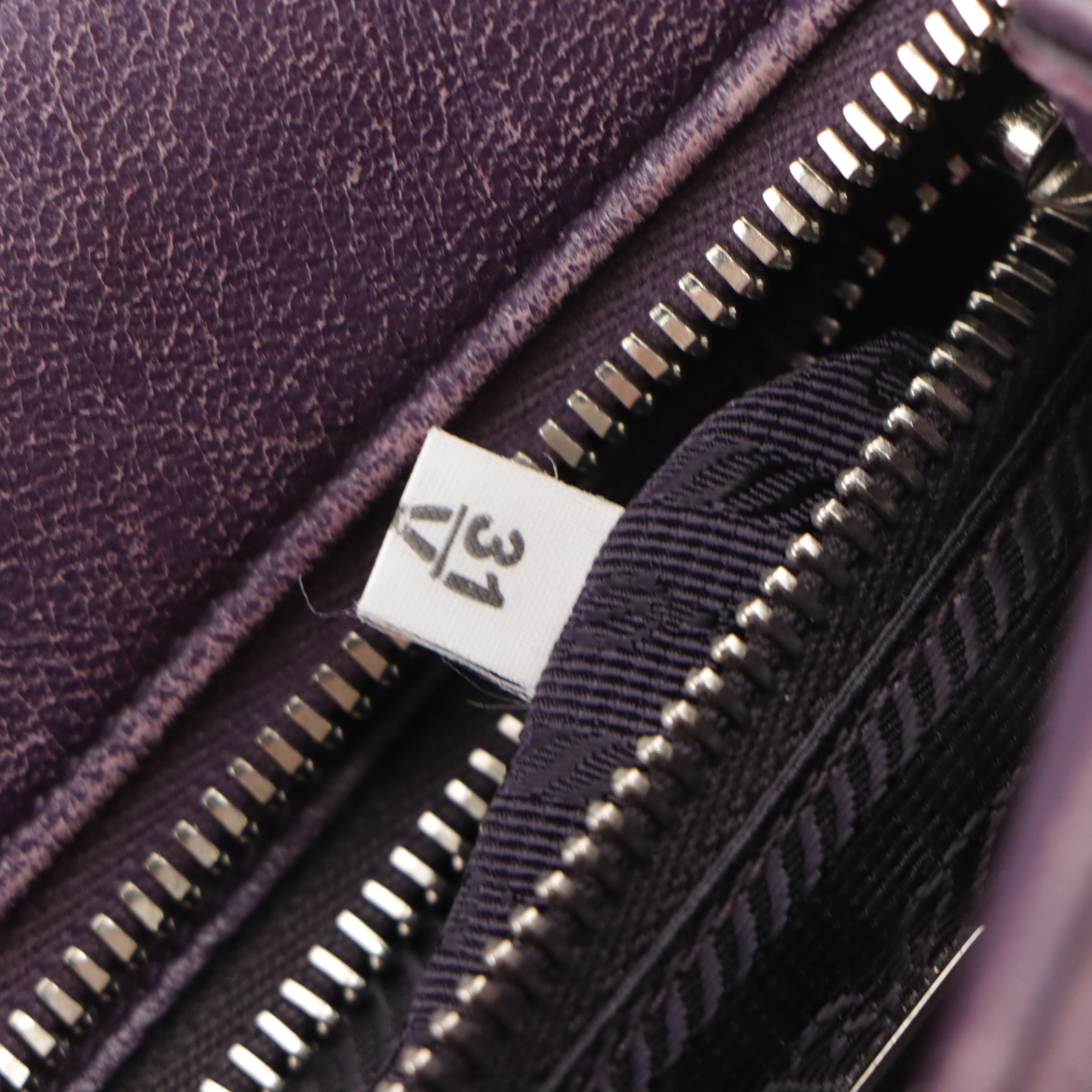 Prada Mini Two-Way Zip Tote in Violet Nappa Leather