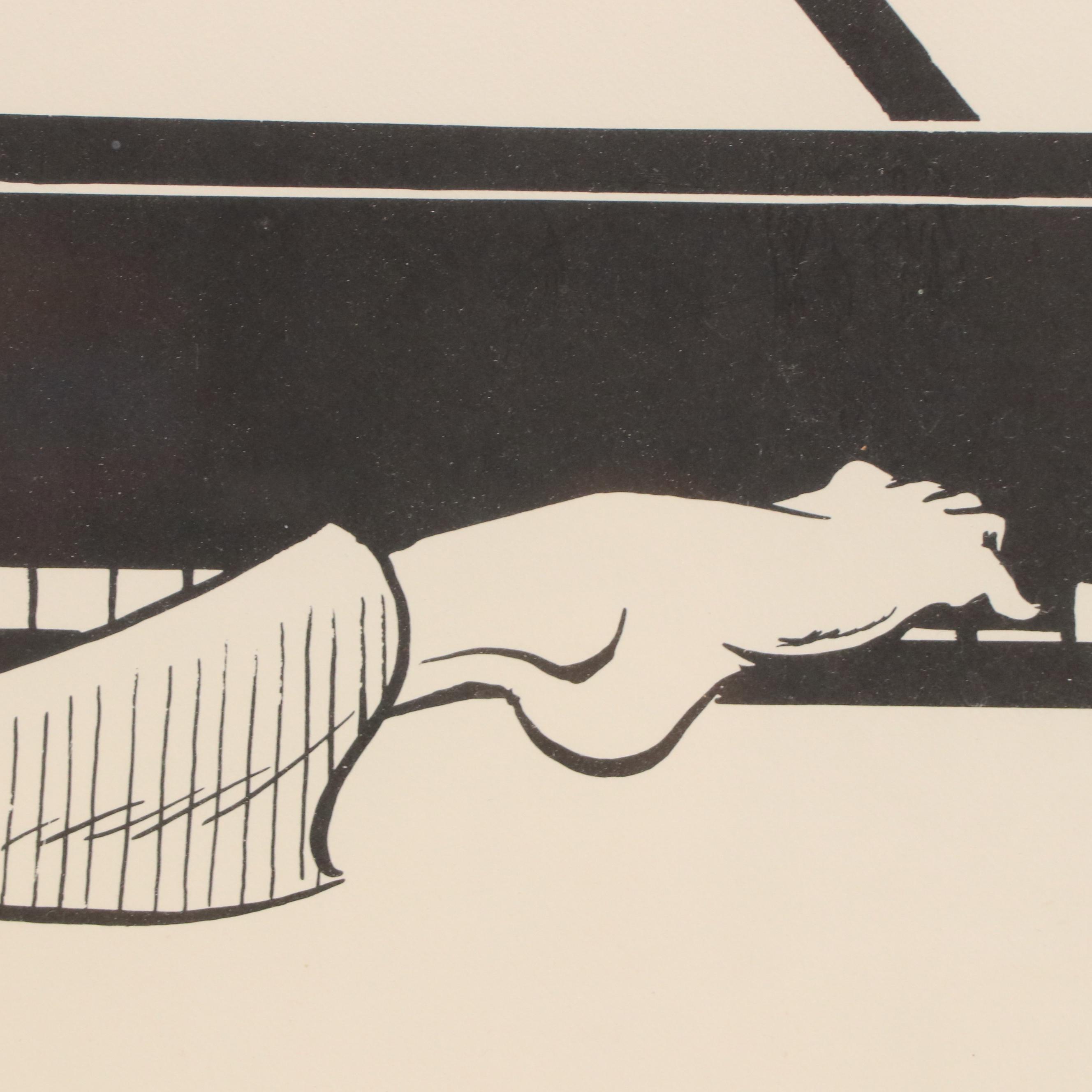 Lithograph After David Silverman of Cartoon Pianist, Late 20th Century