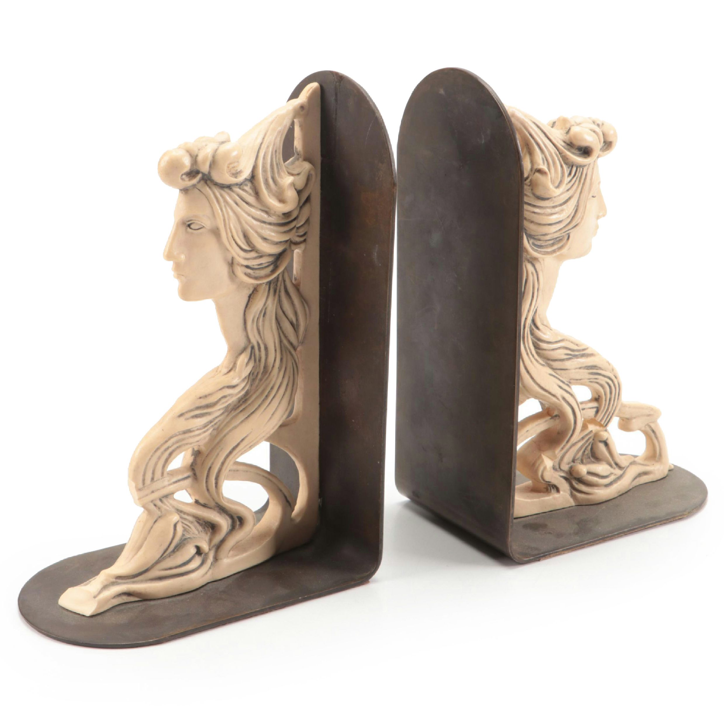 Silvestri Art Nouveau Style Figural Bookends