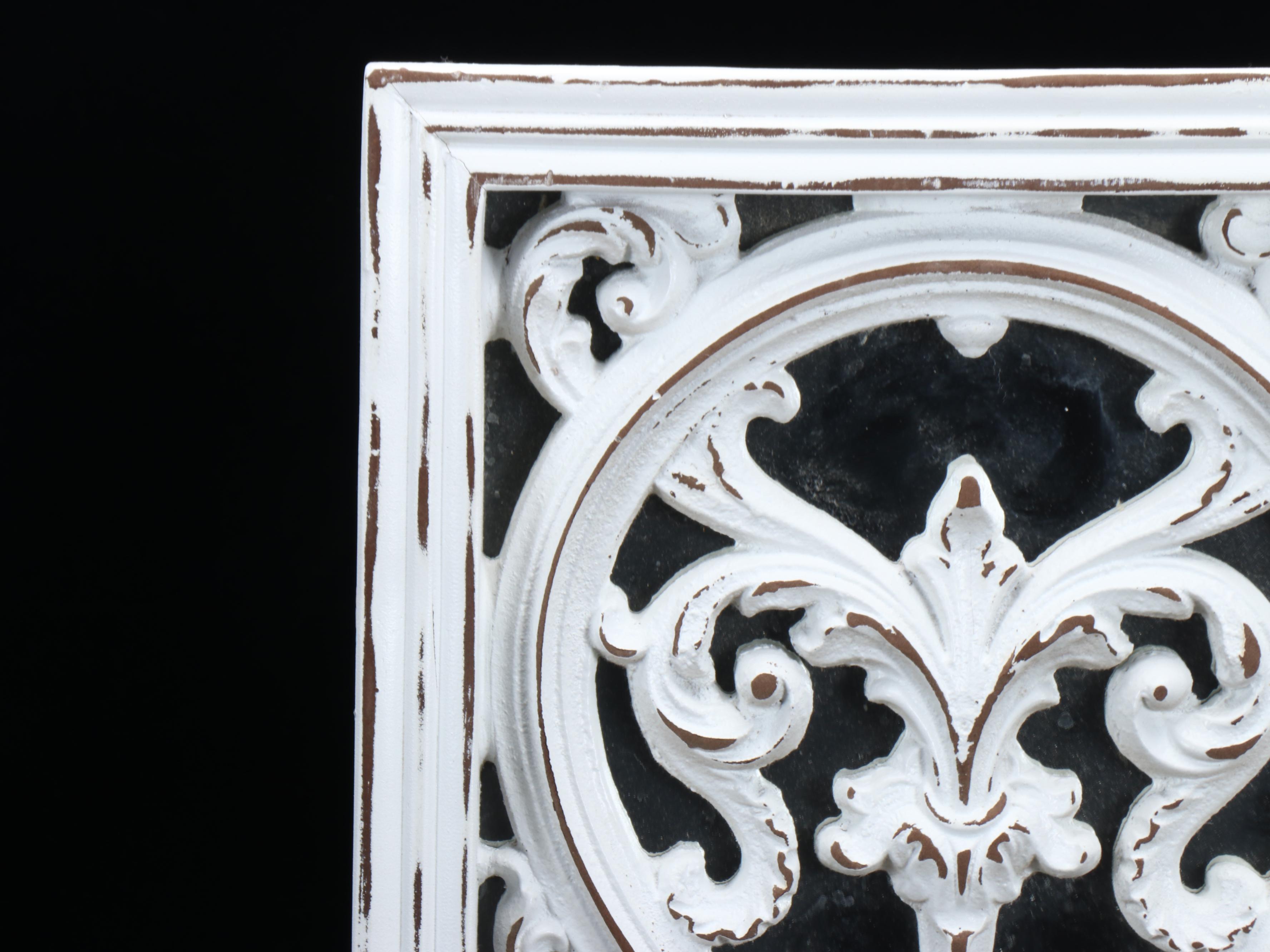 Wall Mirror with Wooden White Scrolled Overlay