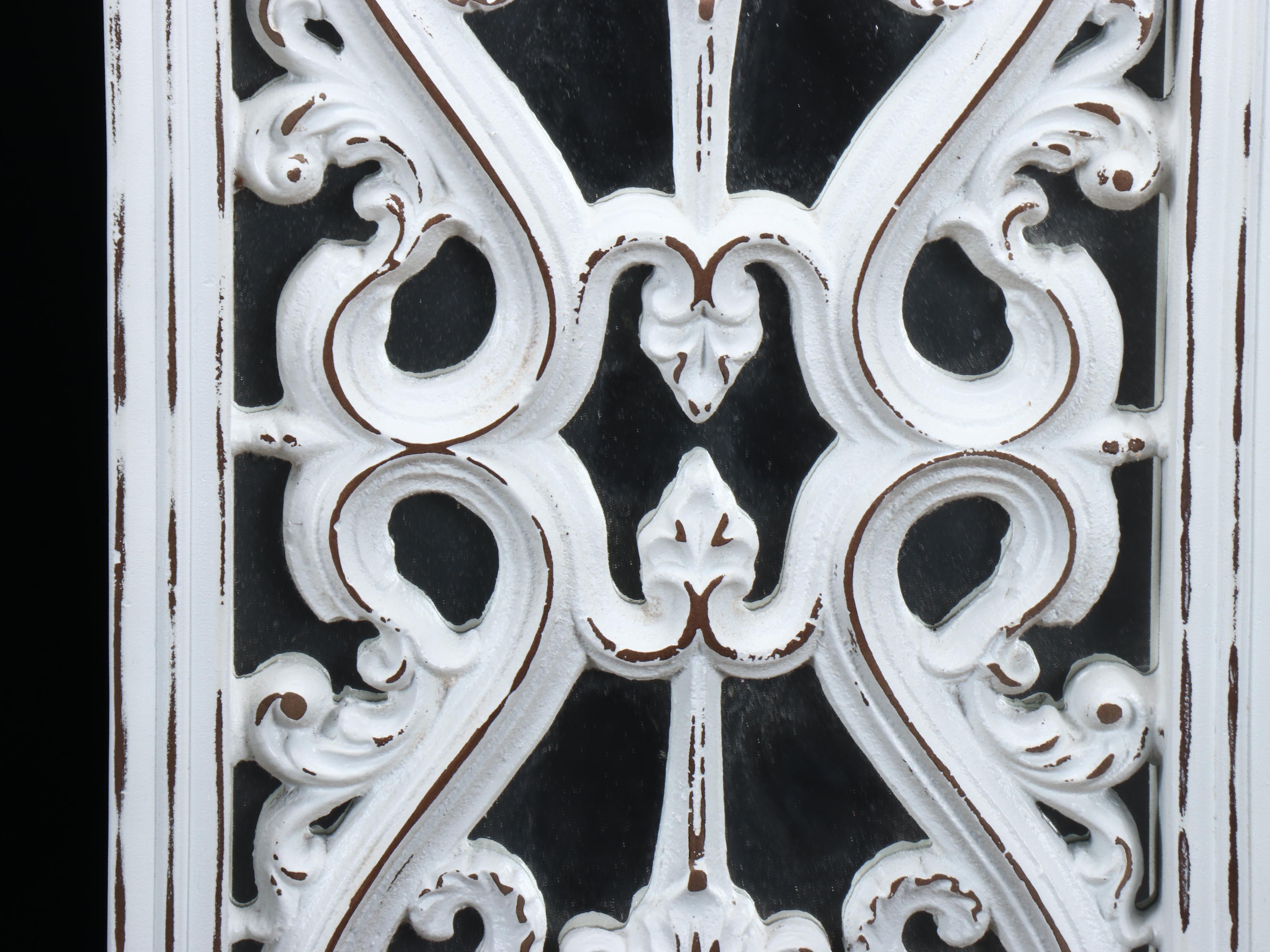 Wall Mirror with Wooden White Scrolled Overlay