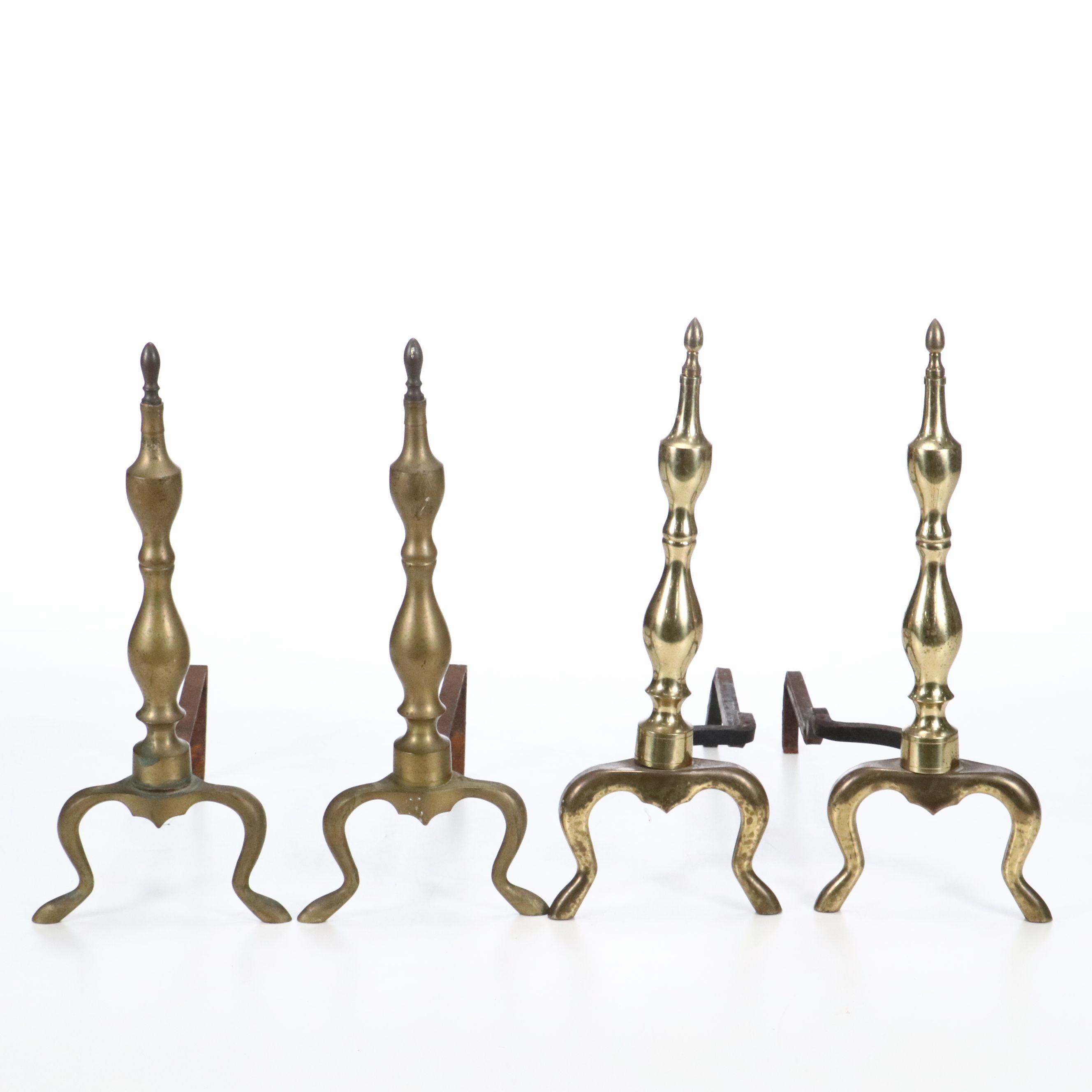 Brass and Cast Iron Andiron Pair