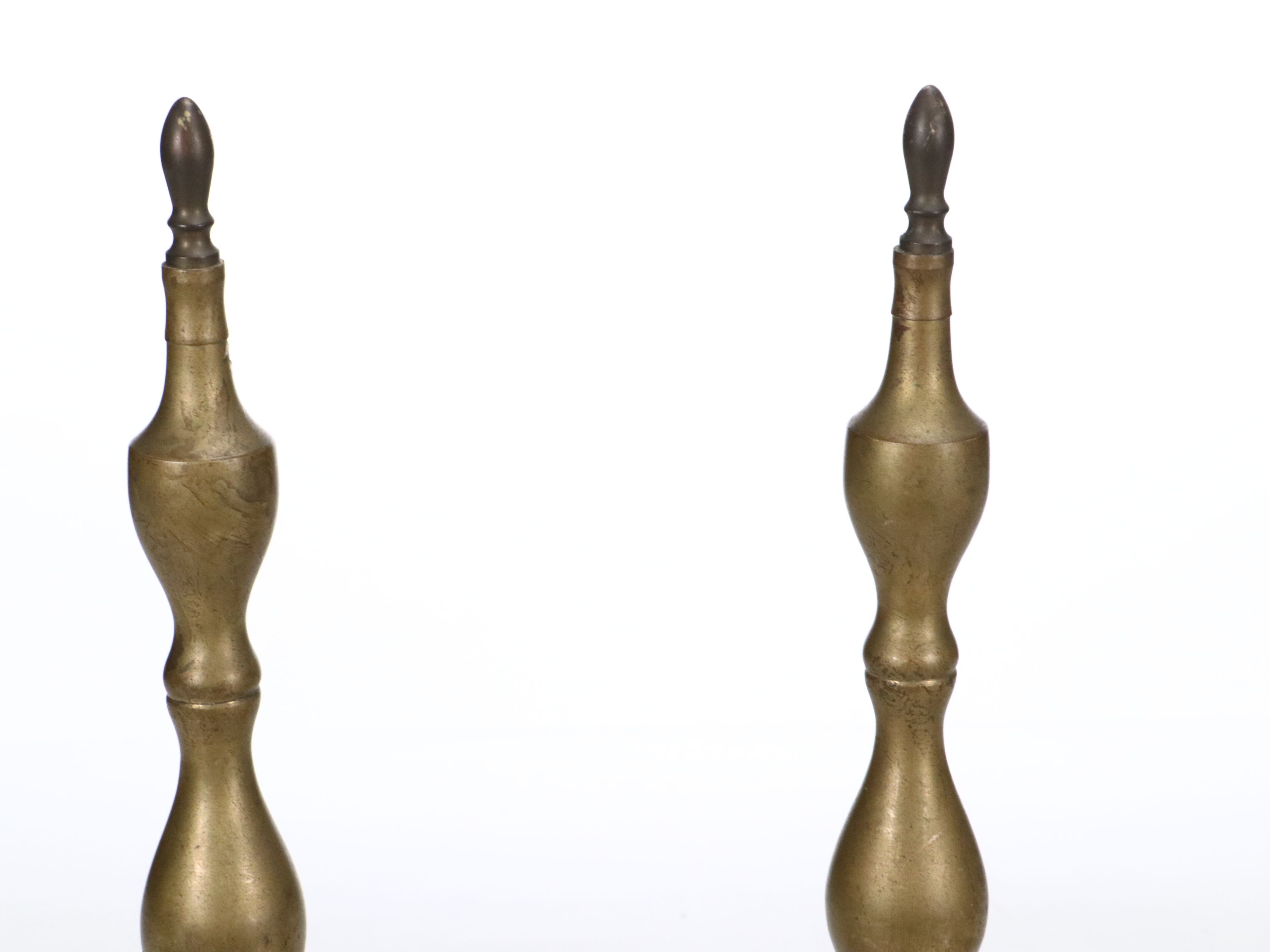 Brass and Cast Iron Andiron Pair