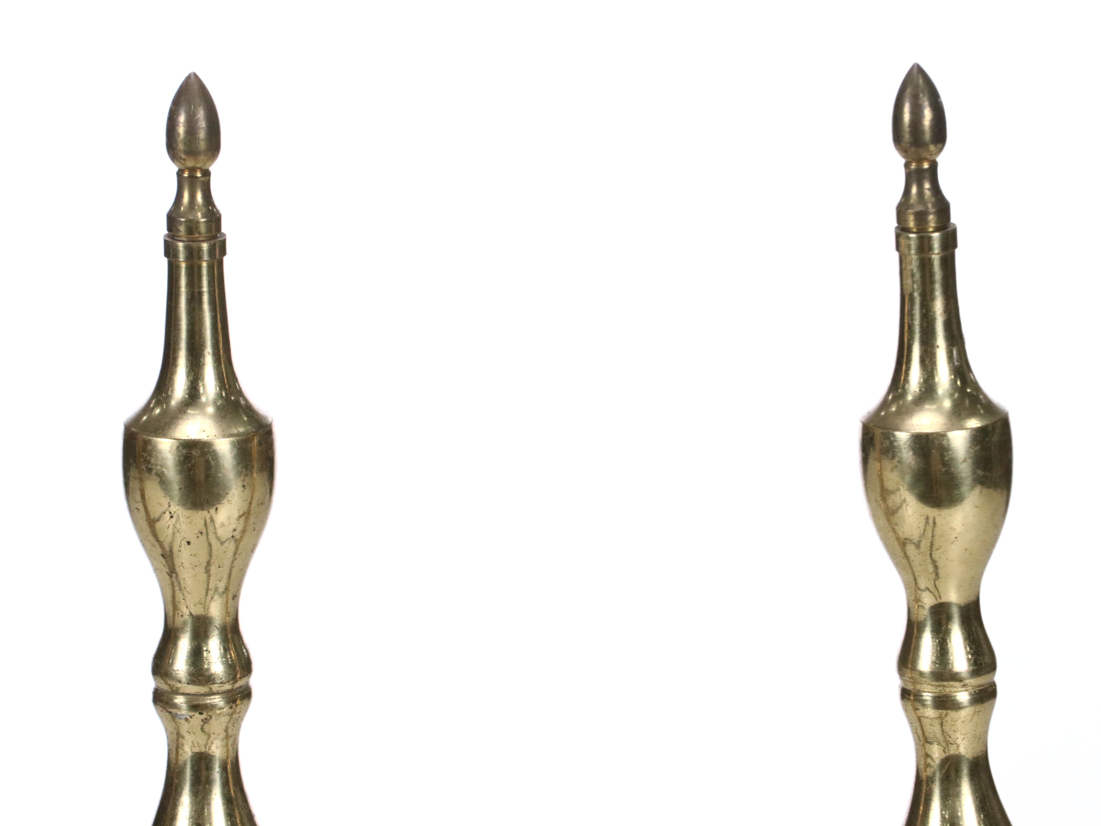 Brass and Cast Iron Andiron Pair