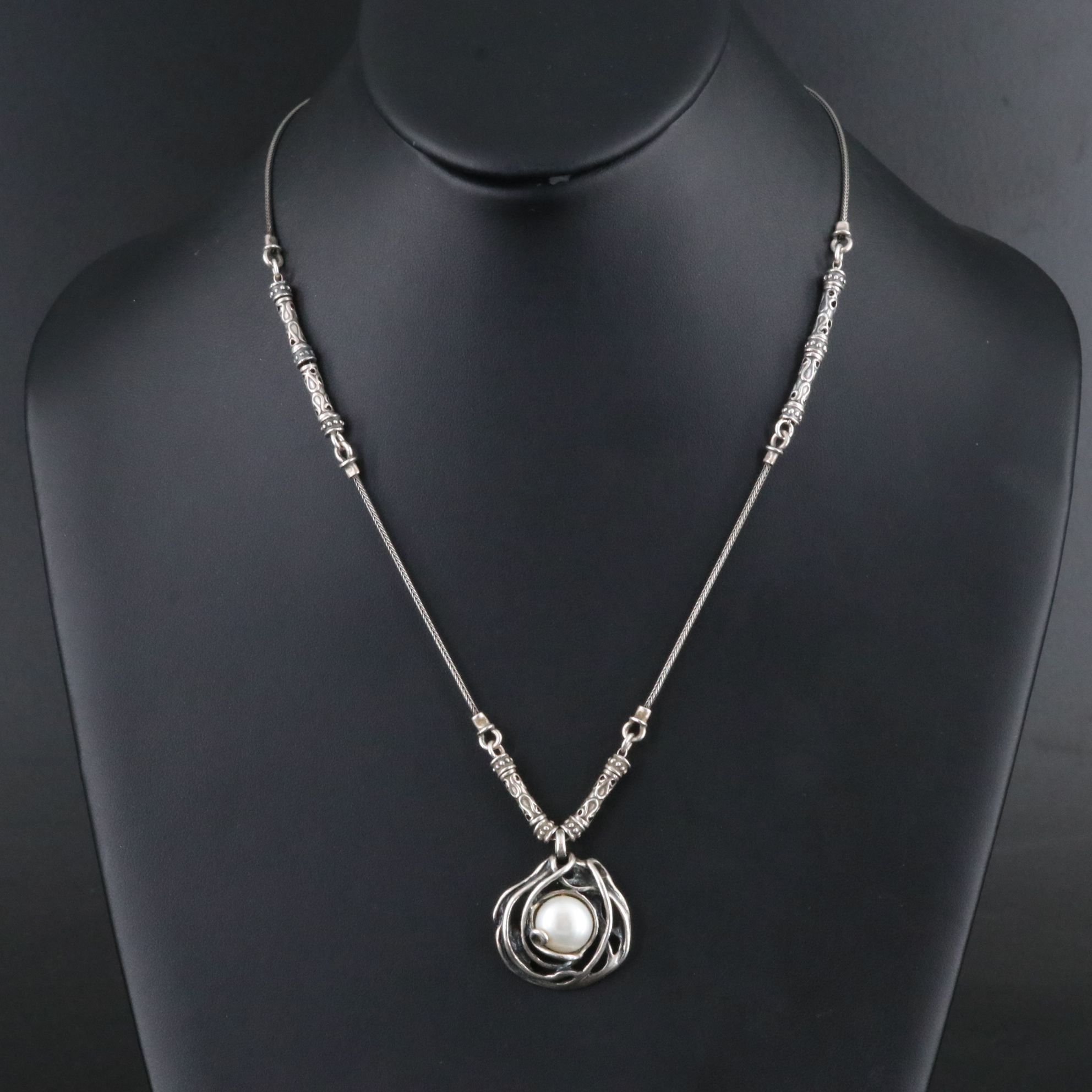 Sterling Pearl Pendant Necklace