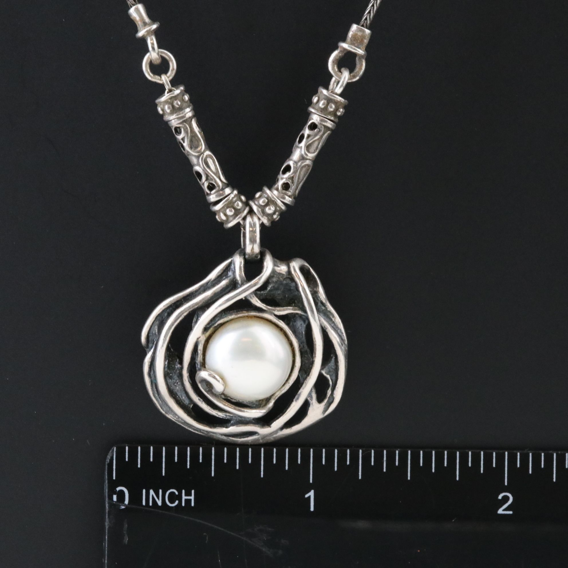 Sterling Pearl Pendant Necklace
