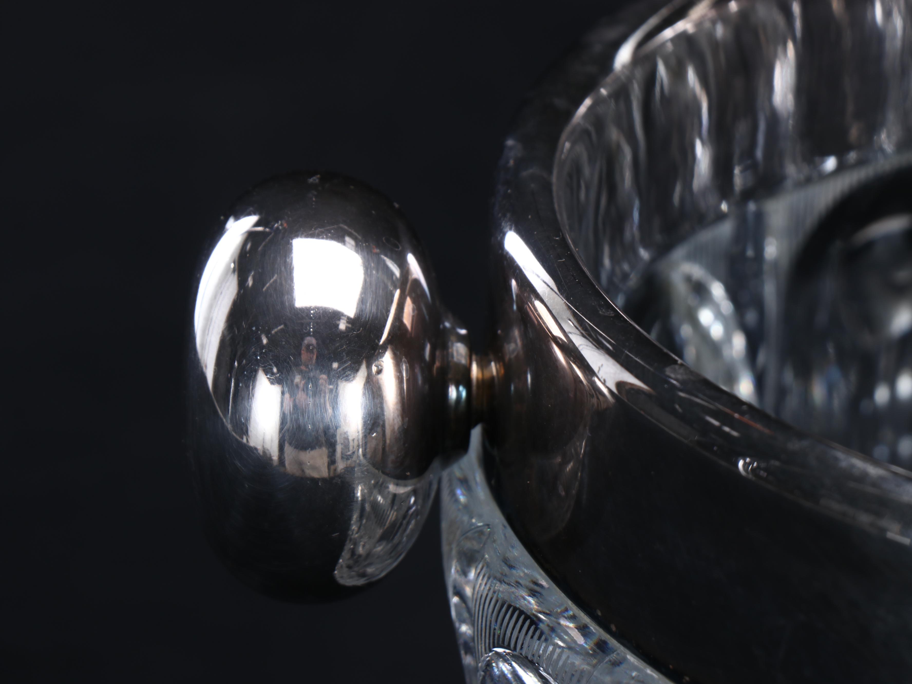 Cut Crystal and Silver Plate Footed Ice Bucket