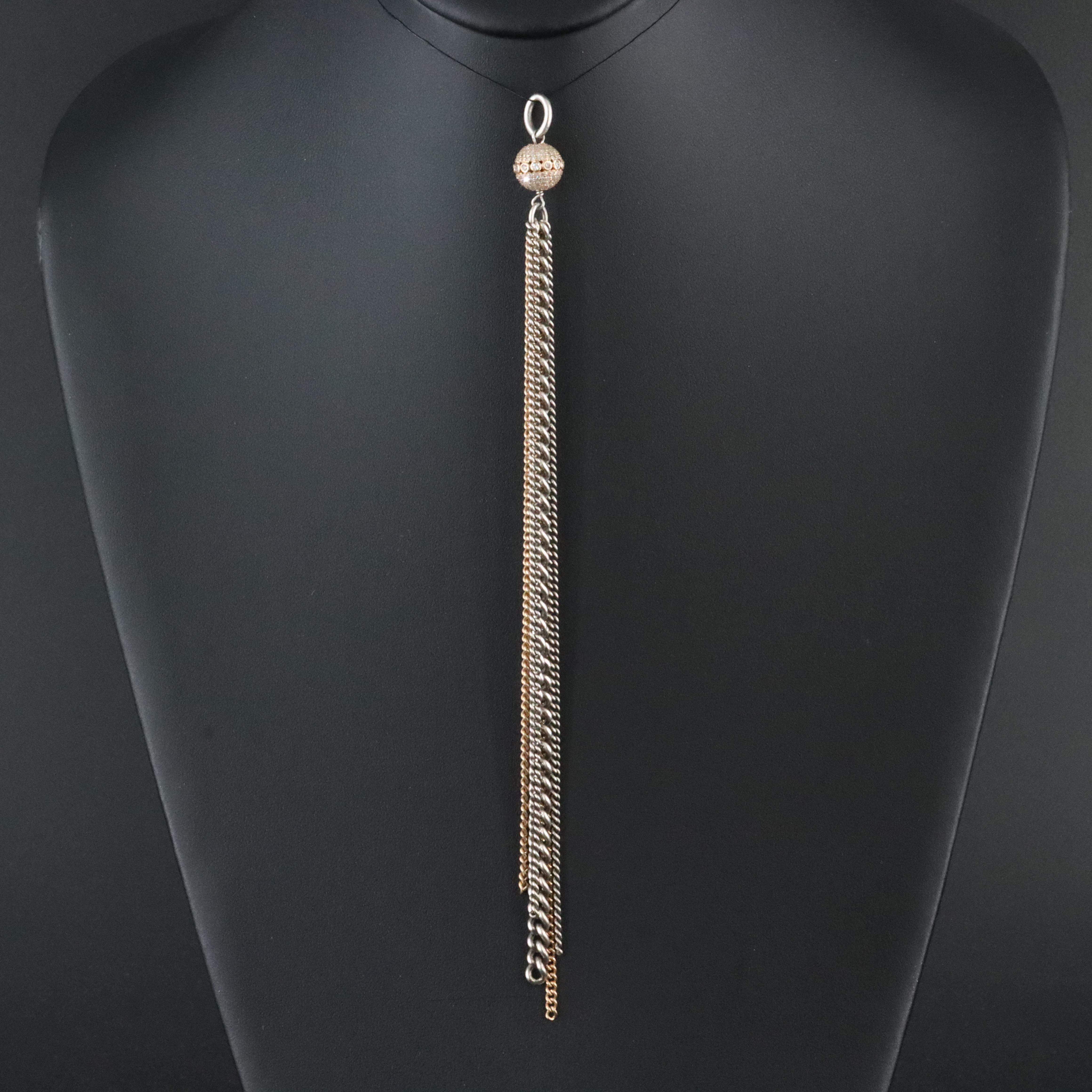 14K Pavé Diamond Tassel Pendant Attributed to Sheryl Lowe