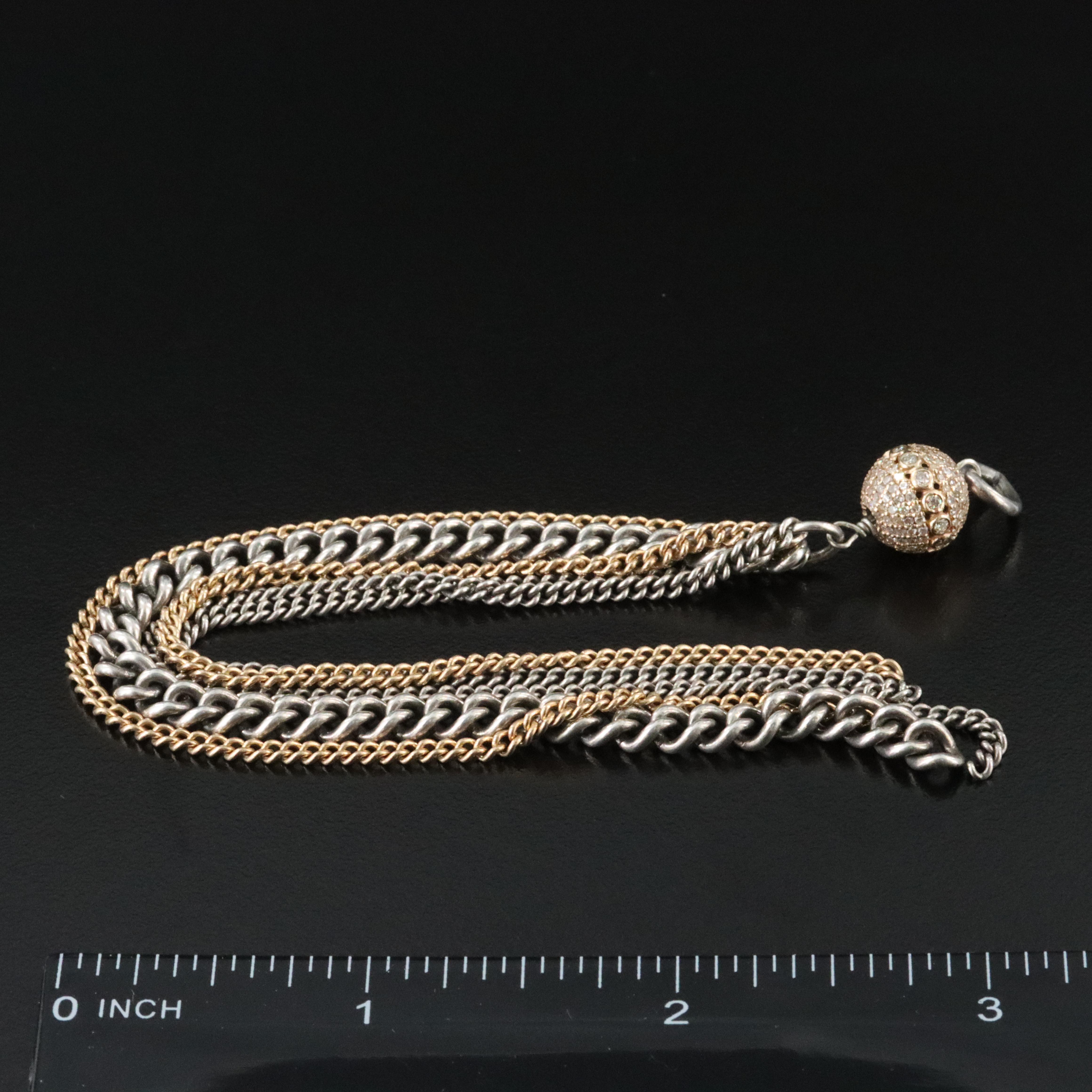 14K Pavé Diamond Tassel Pendant Attributed to Sheryl Lowe