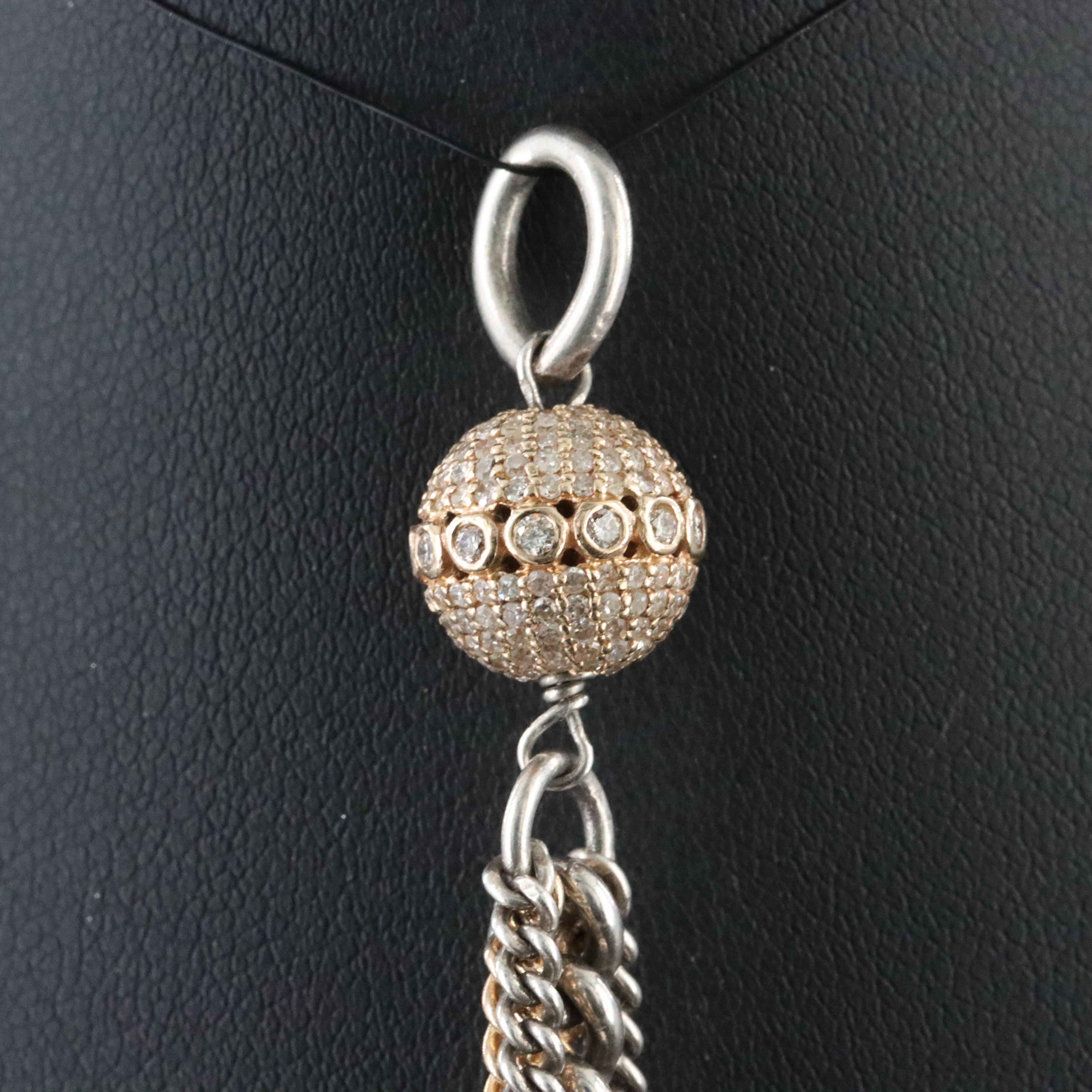 14K Pavé Diamond Tassel Pendant Attributed to Sheryl Lowe