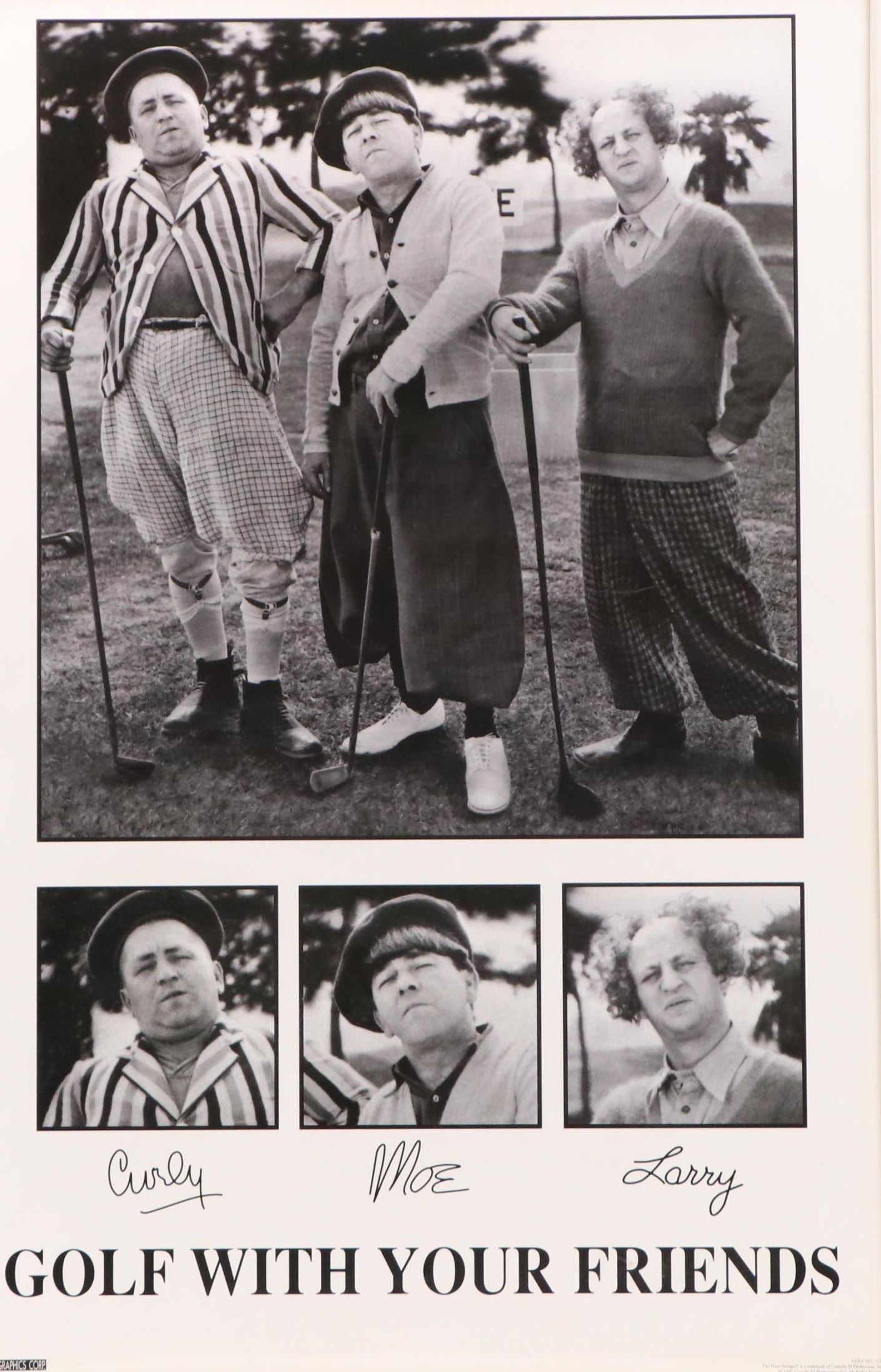 The Three Stooges Offset Lithograph "Golf With Your Friends" Poster, 1997