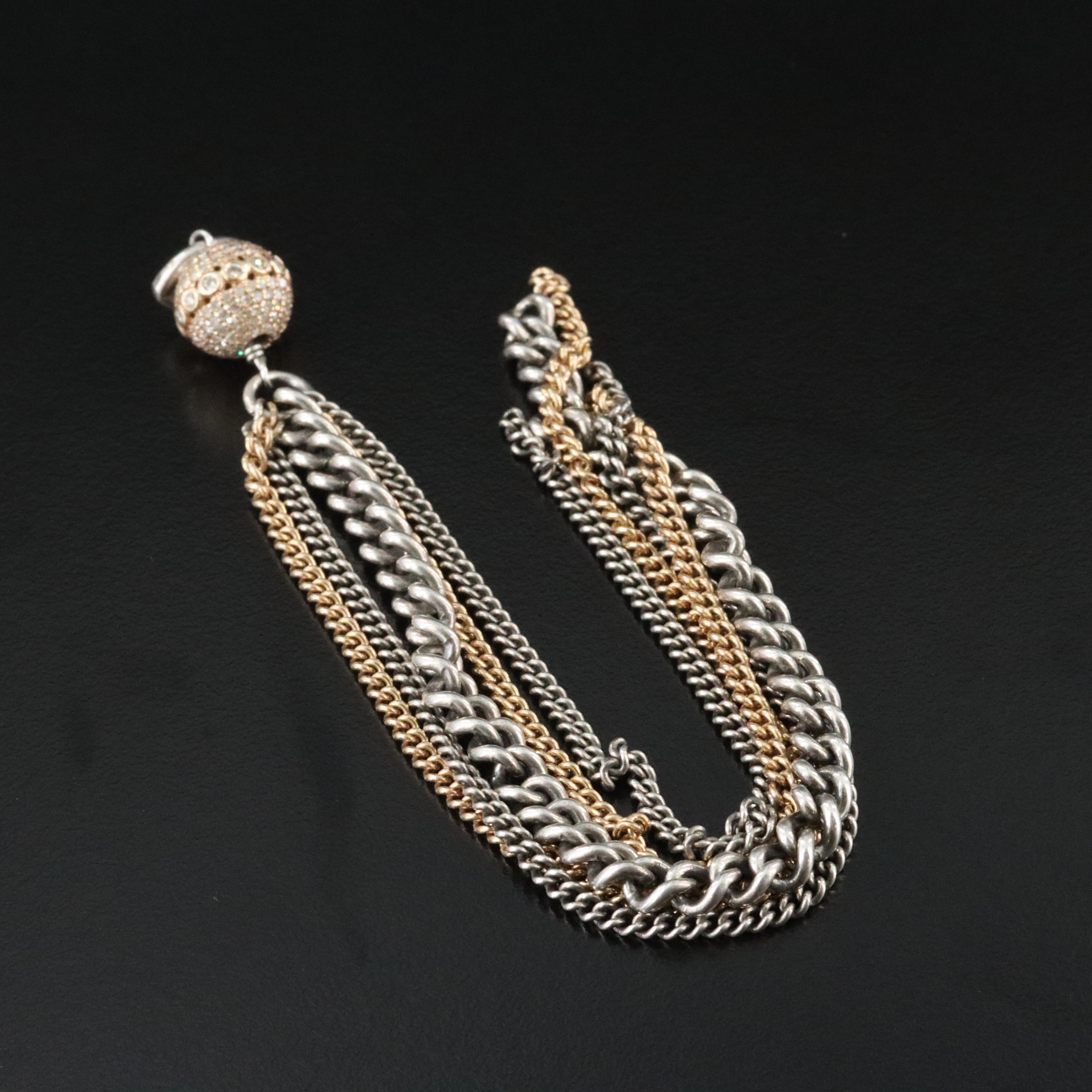 14K Pavé Diamond Tassel Pendant Attributed to Sheryl Lowe