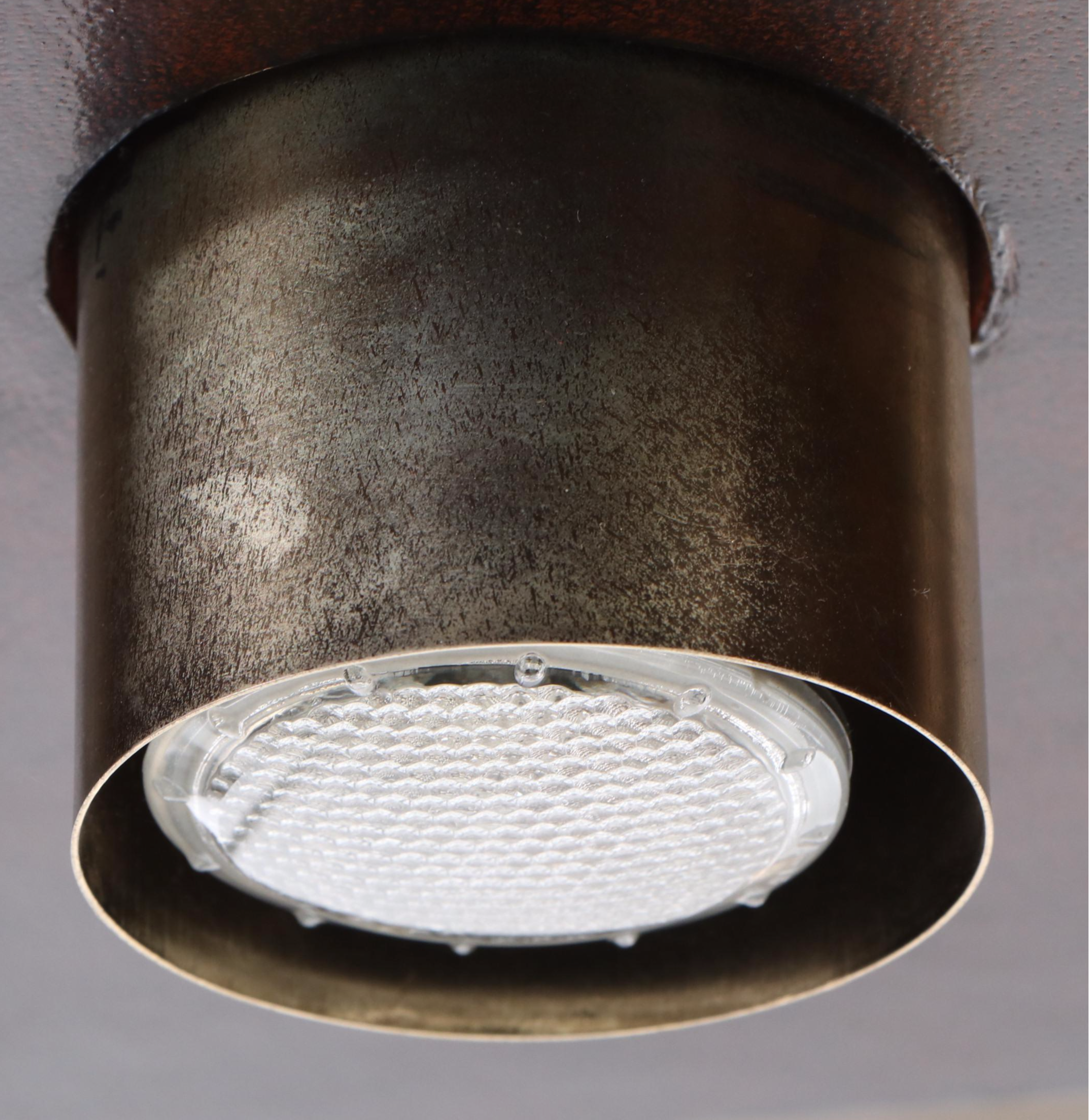 Directoire Style Embossed Faux Leather and Glass Illuminated Cabinet