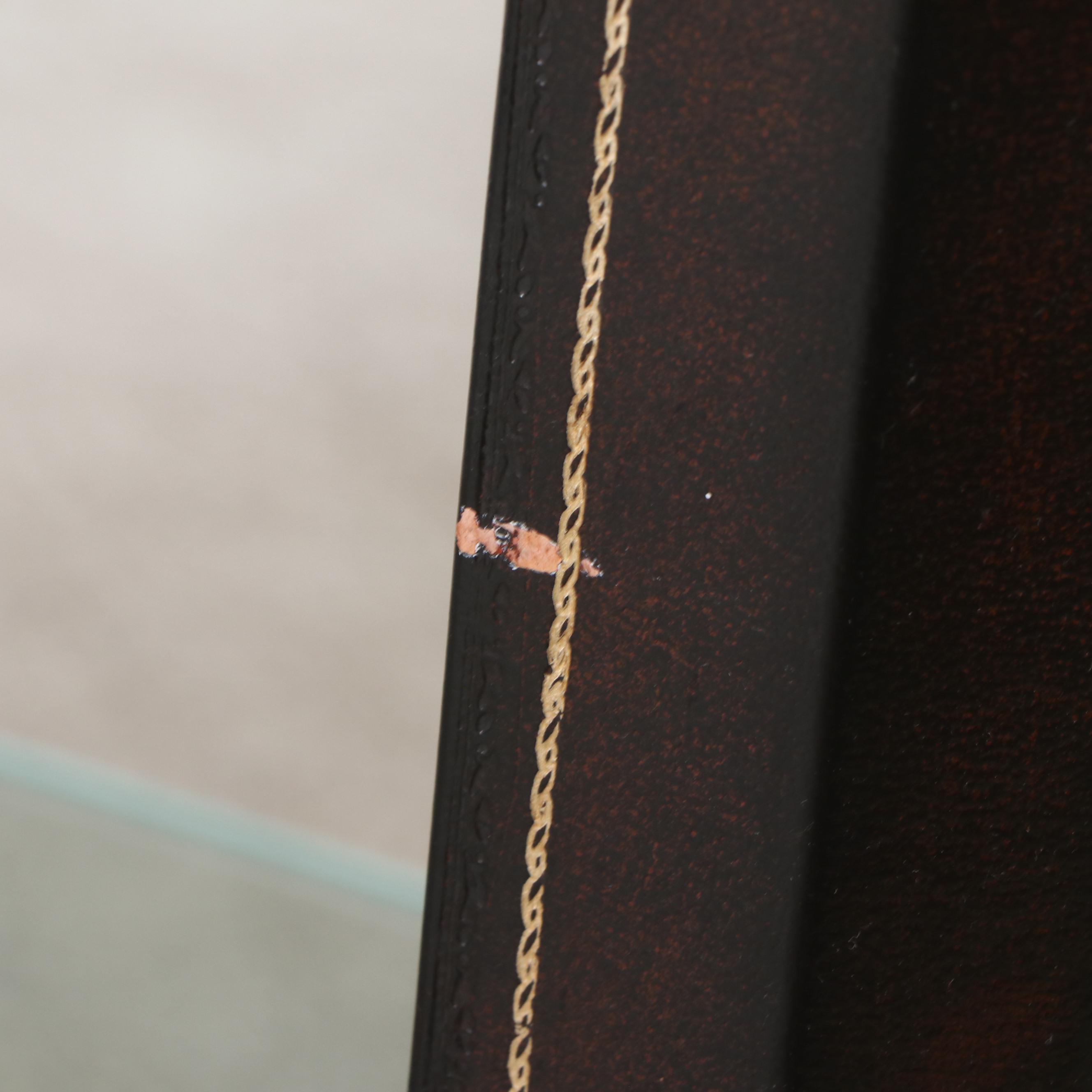 Directoire Style Embossed Faux Leather and Glass Illuminated Cabinet