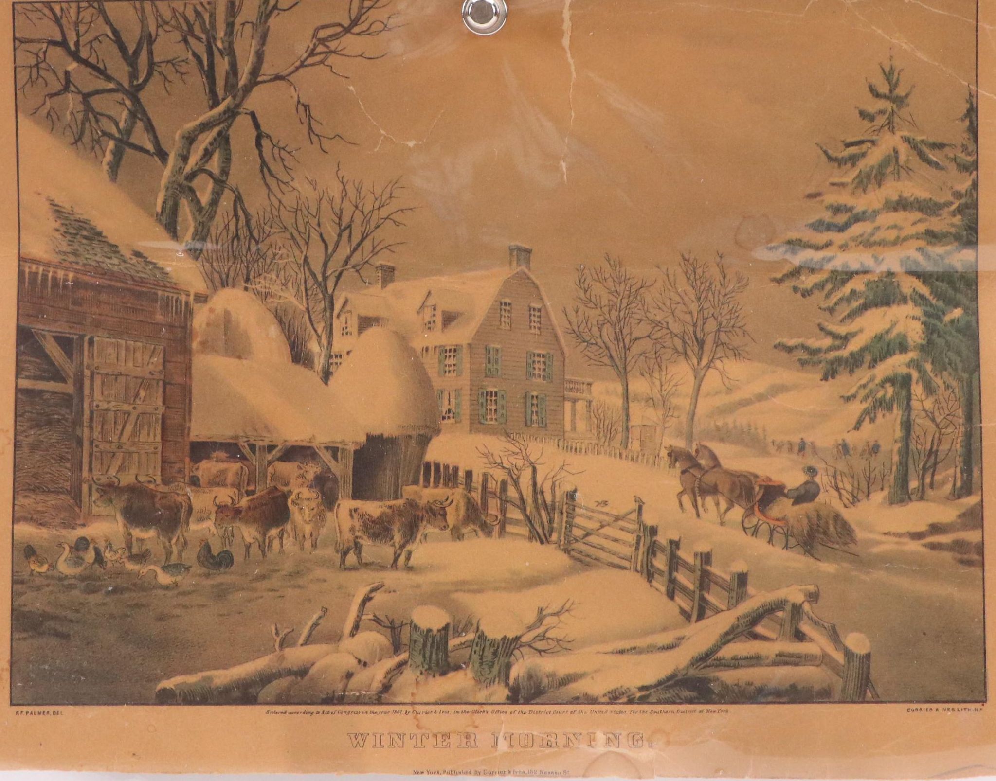 Currier & Ives Halftone "Winter Morning," Late 19th to Early 20th Century