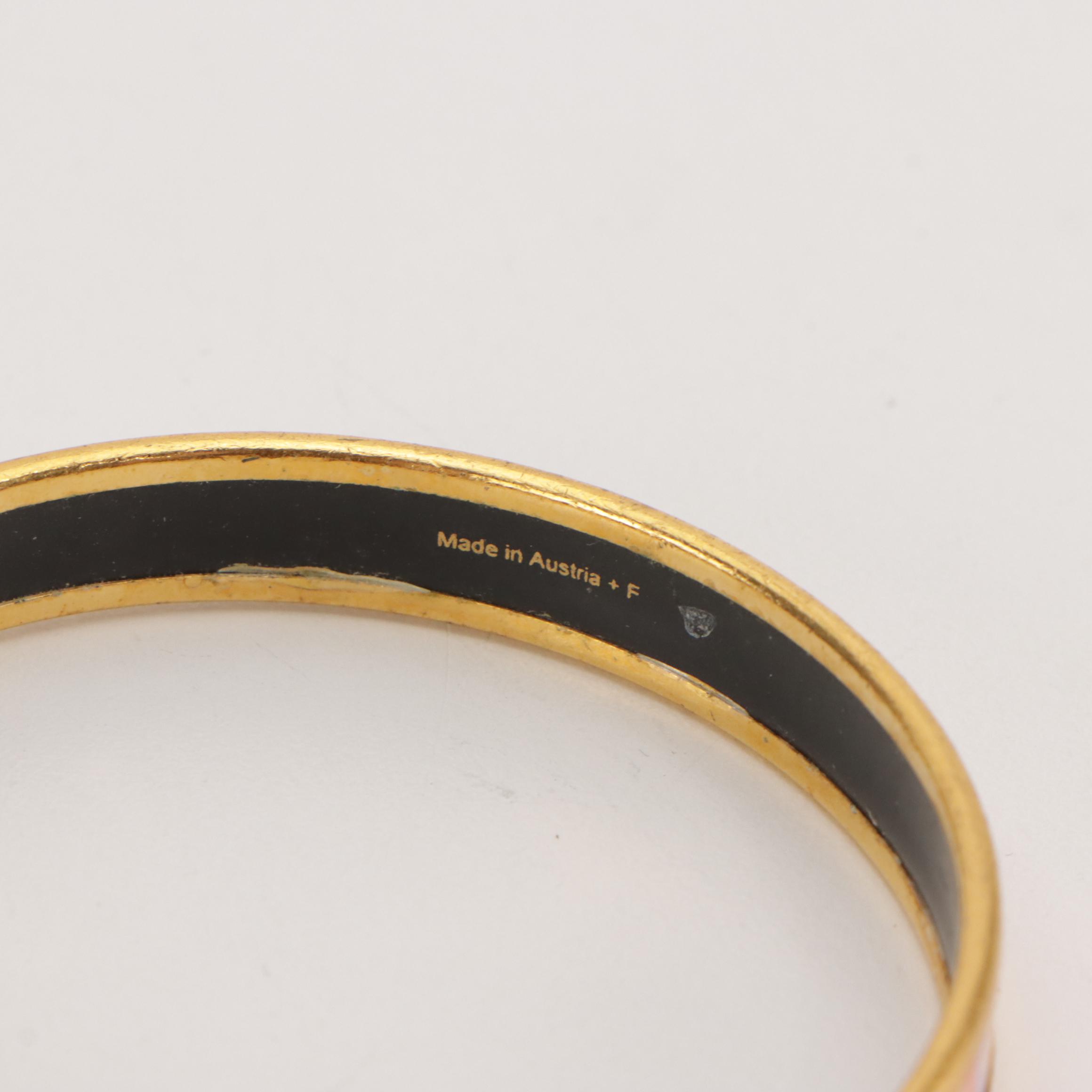 Hermès Striped Narrow Enamel Bangle Bracelet