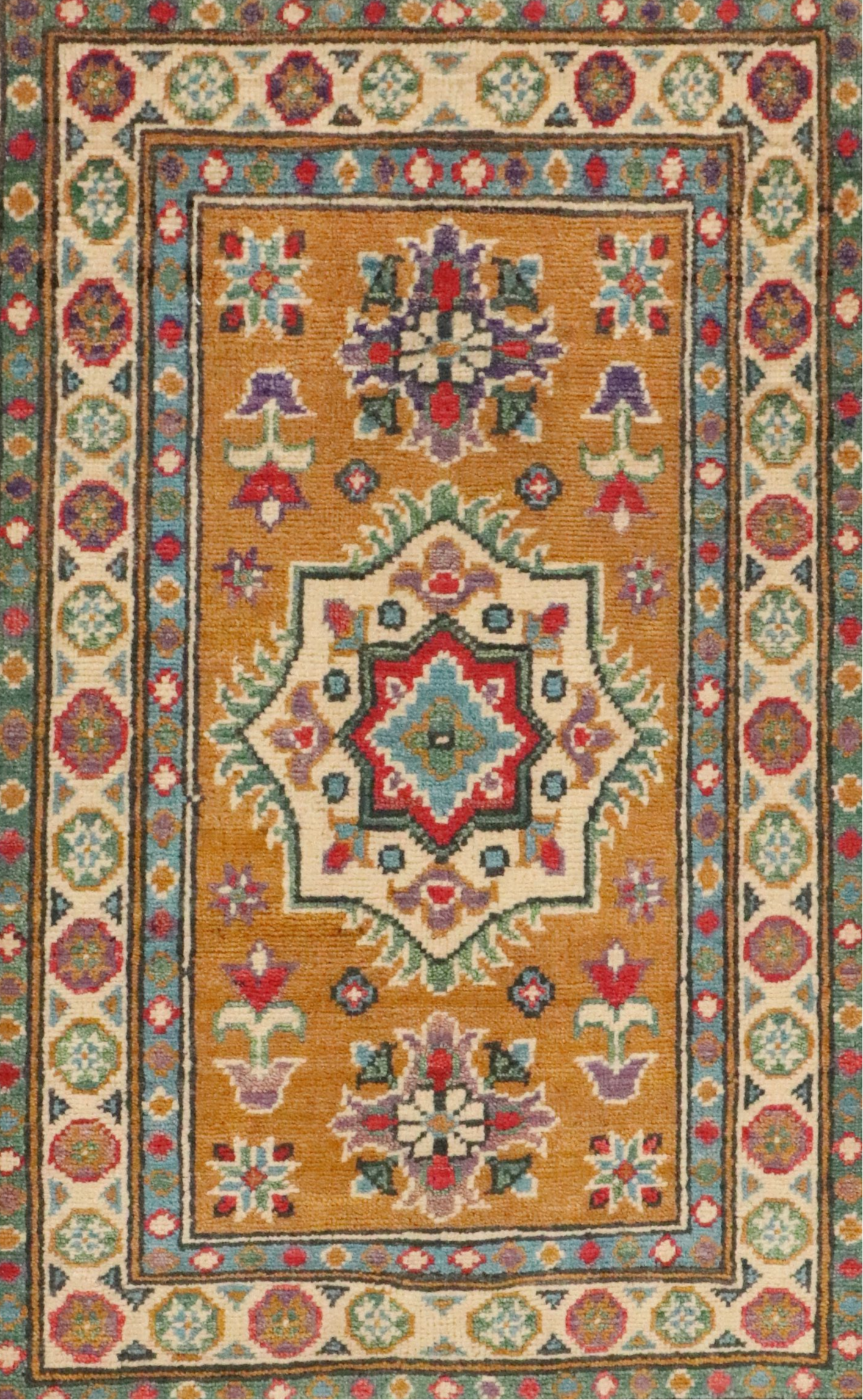 1'11 x 3'1 Hand-Knotted Afghan Kazak Accent Rug