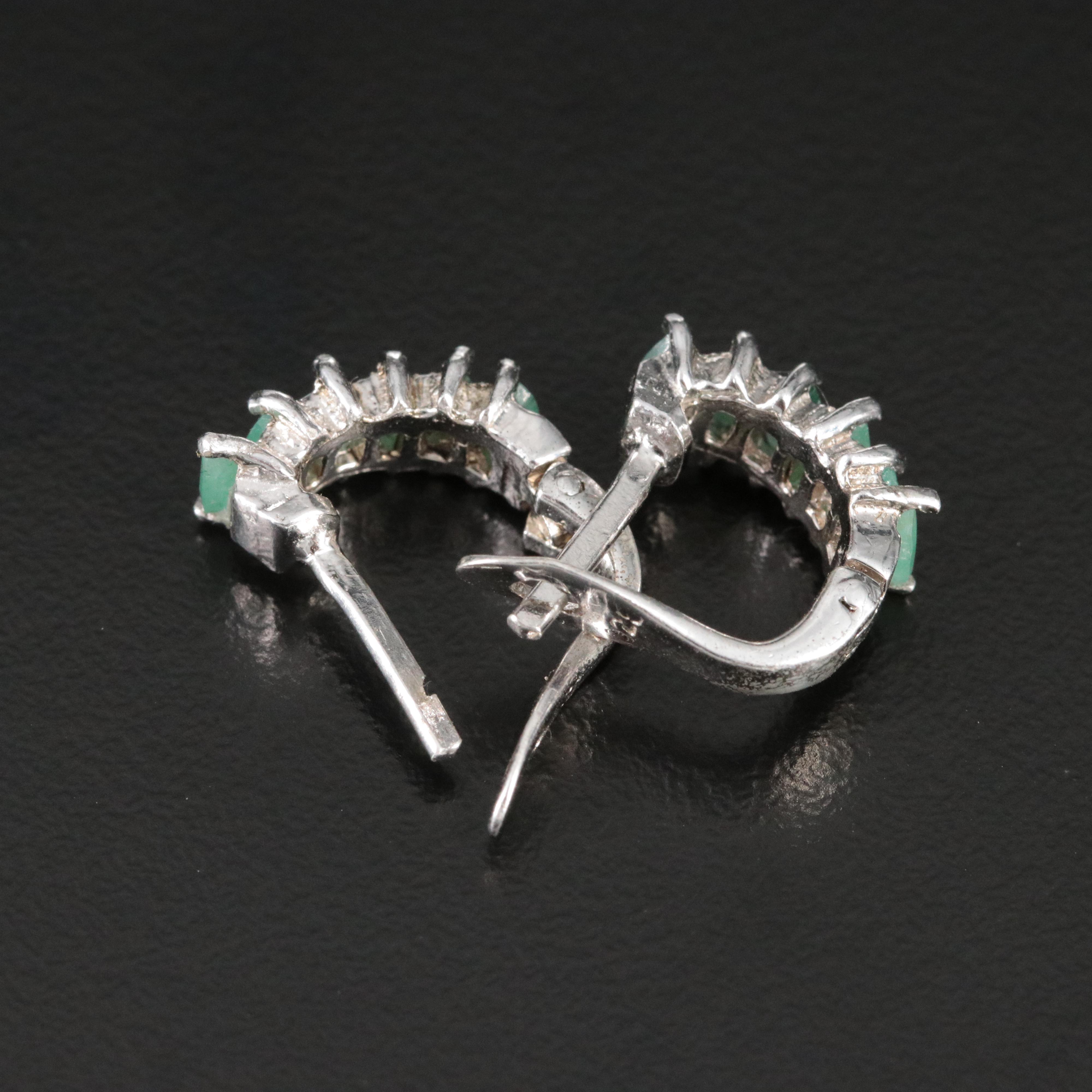 Sterling Emerald Huggie Hoop Earrings