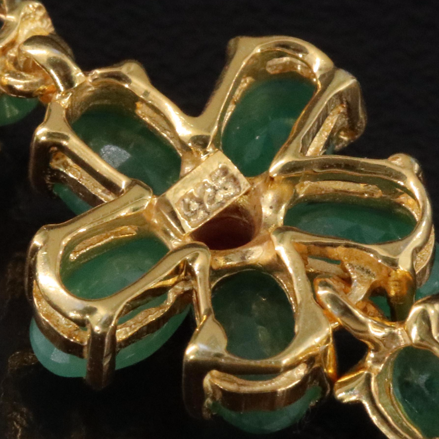 Sterling Emerald and Filled Corundum Floral Bracelet