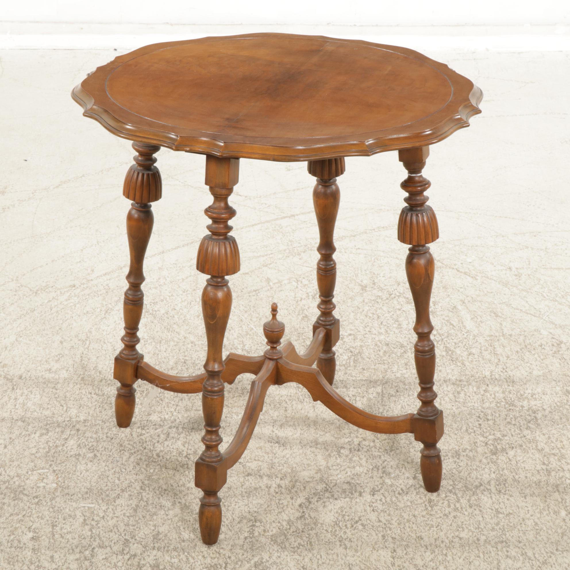 Walnut and Burl Wood Center Table, Early 20th Century