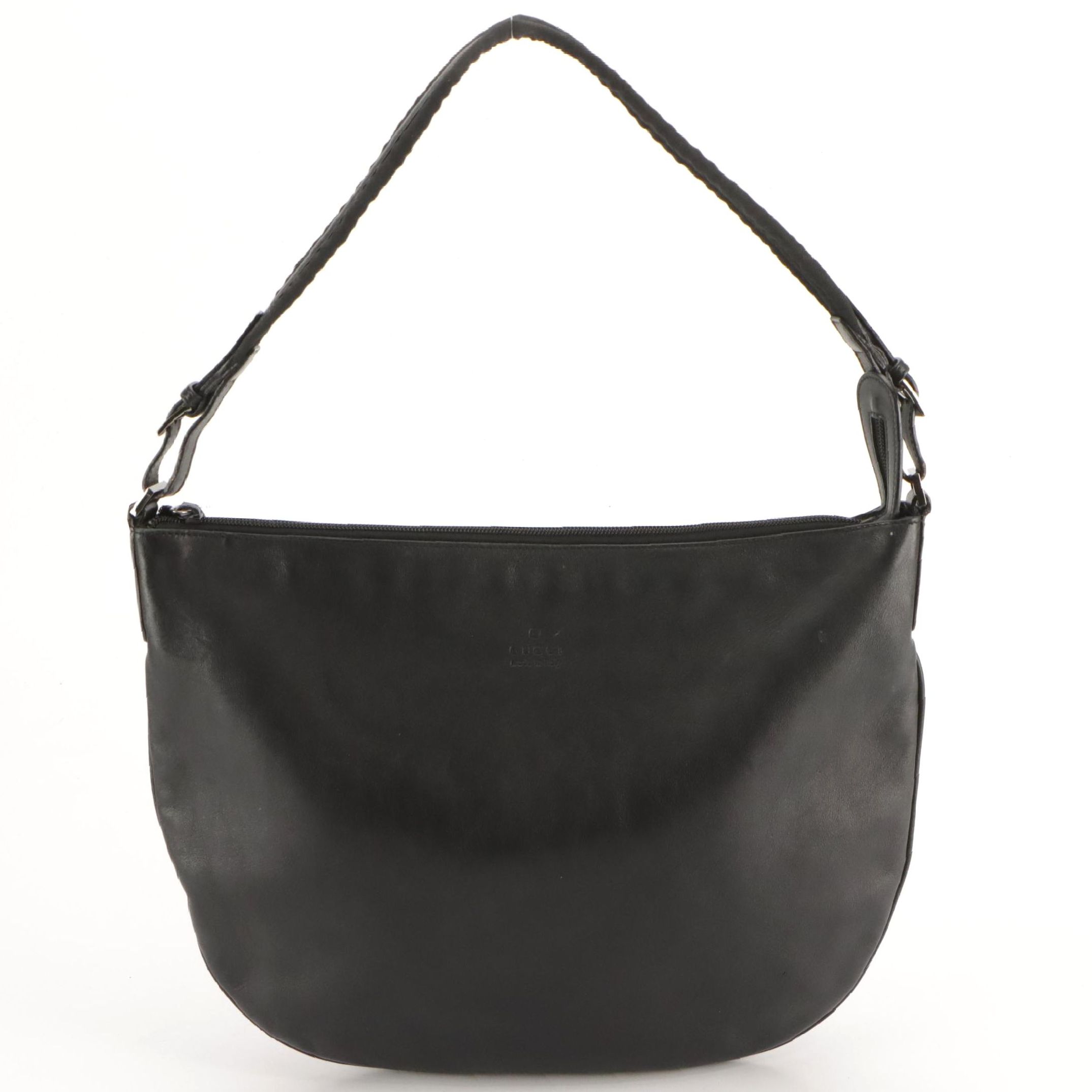 Gucci Half Moon Hobo Shoulder Bag in Black Calfskin Leather