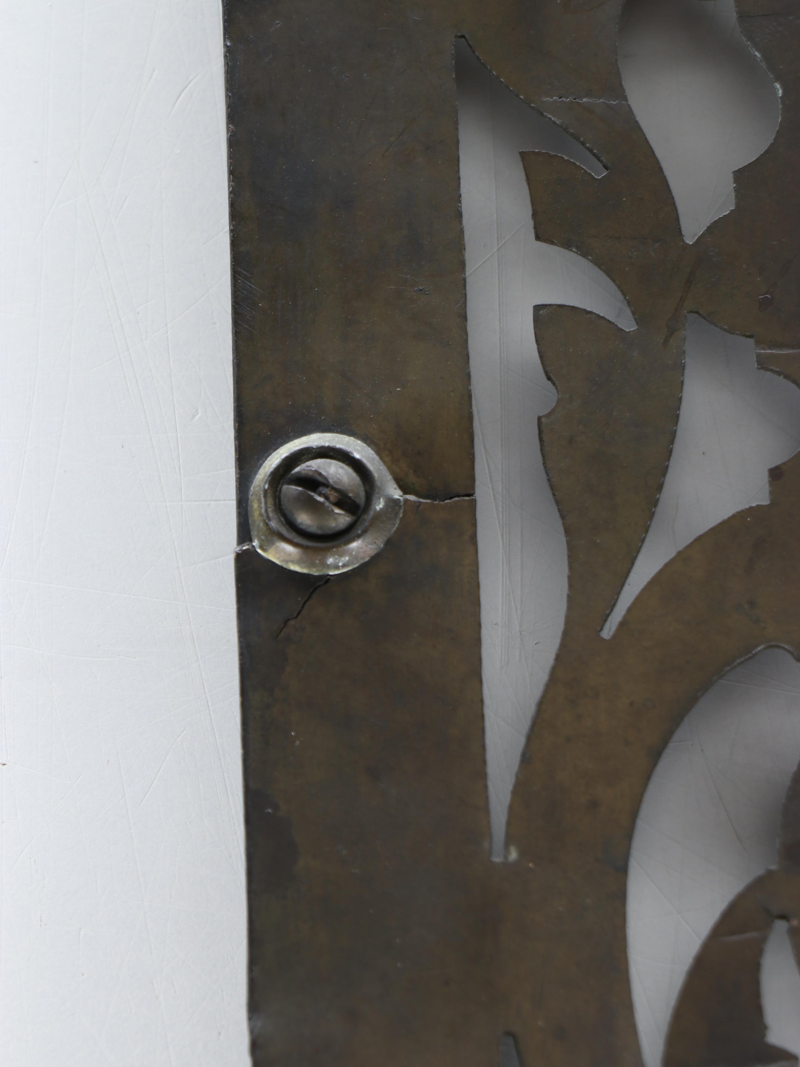 Art Nouveau Style Pierced Metal Grate Converted to Wall Hanging, 20th Century