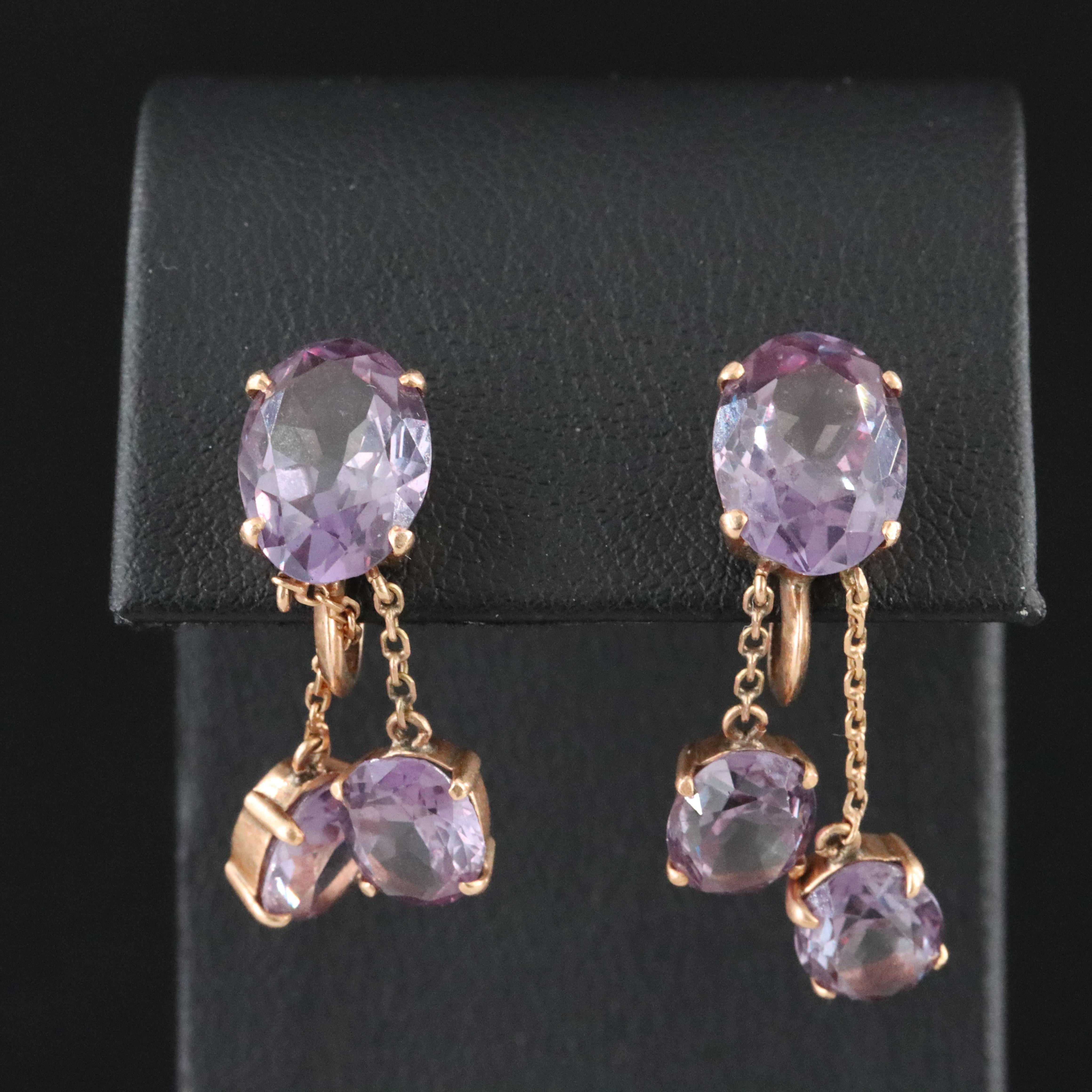 Antique 14K Rose Gold Color Change Sapphire Earrings