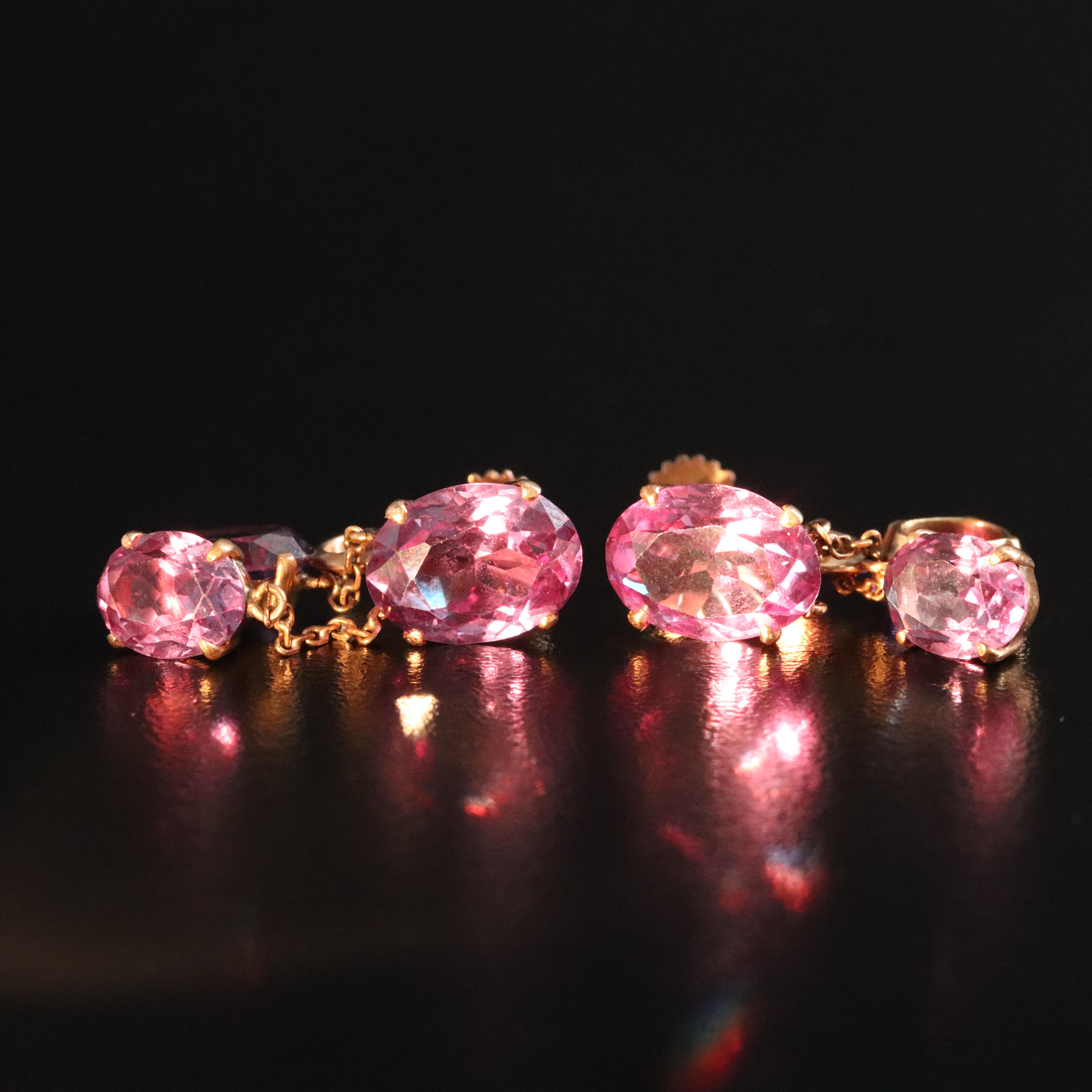 Antique 14K Rose Gold Color Change Sapphire Earrings