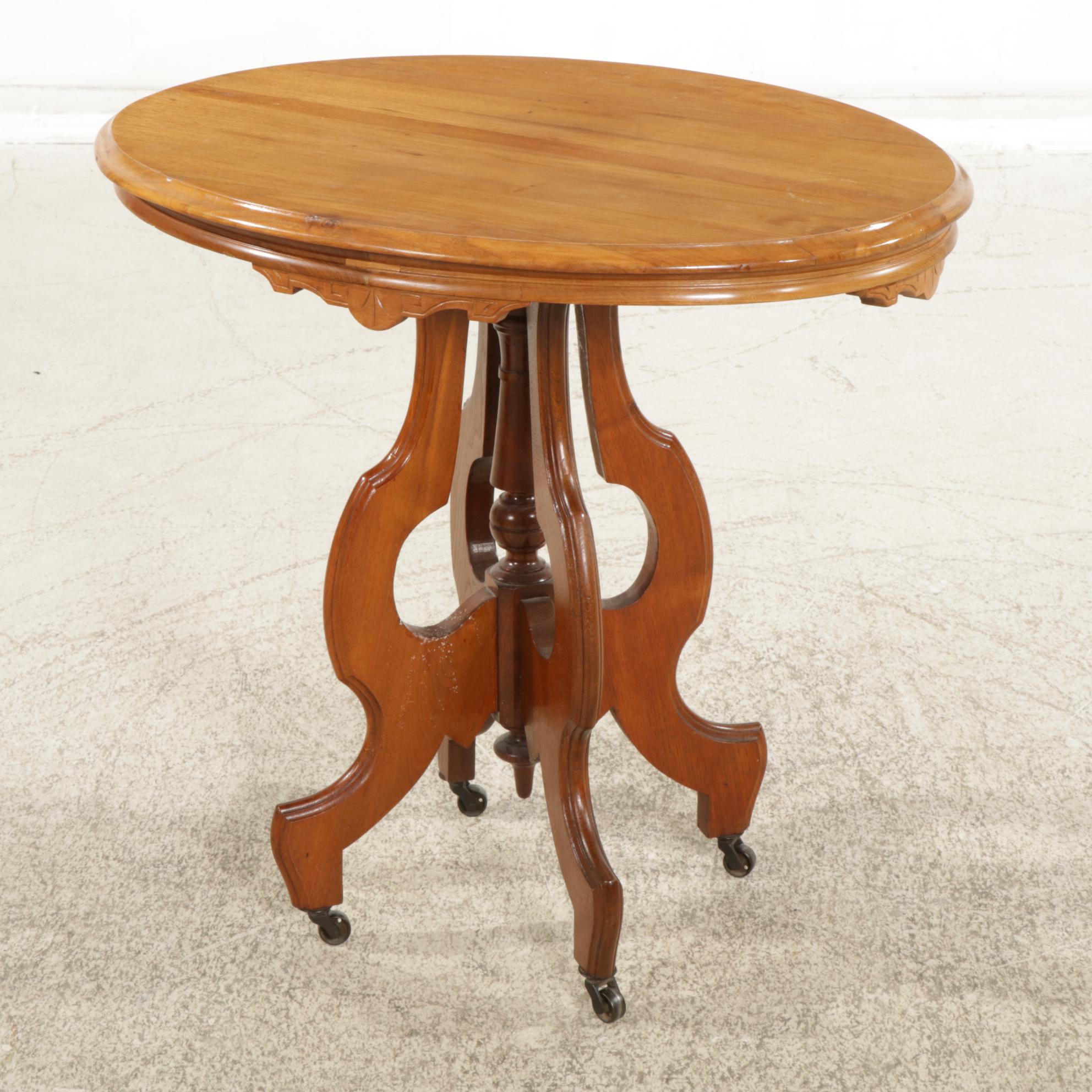 Victorian Walnut Oval Side Table, Late 19th to Early 20th Century