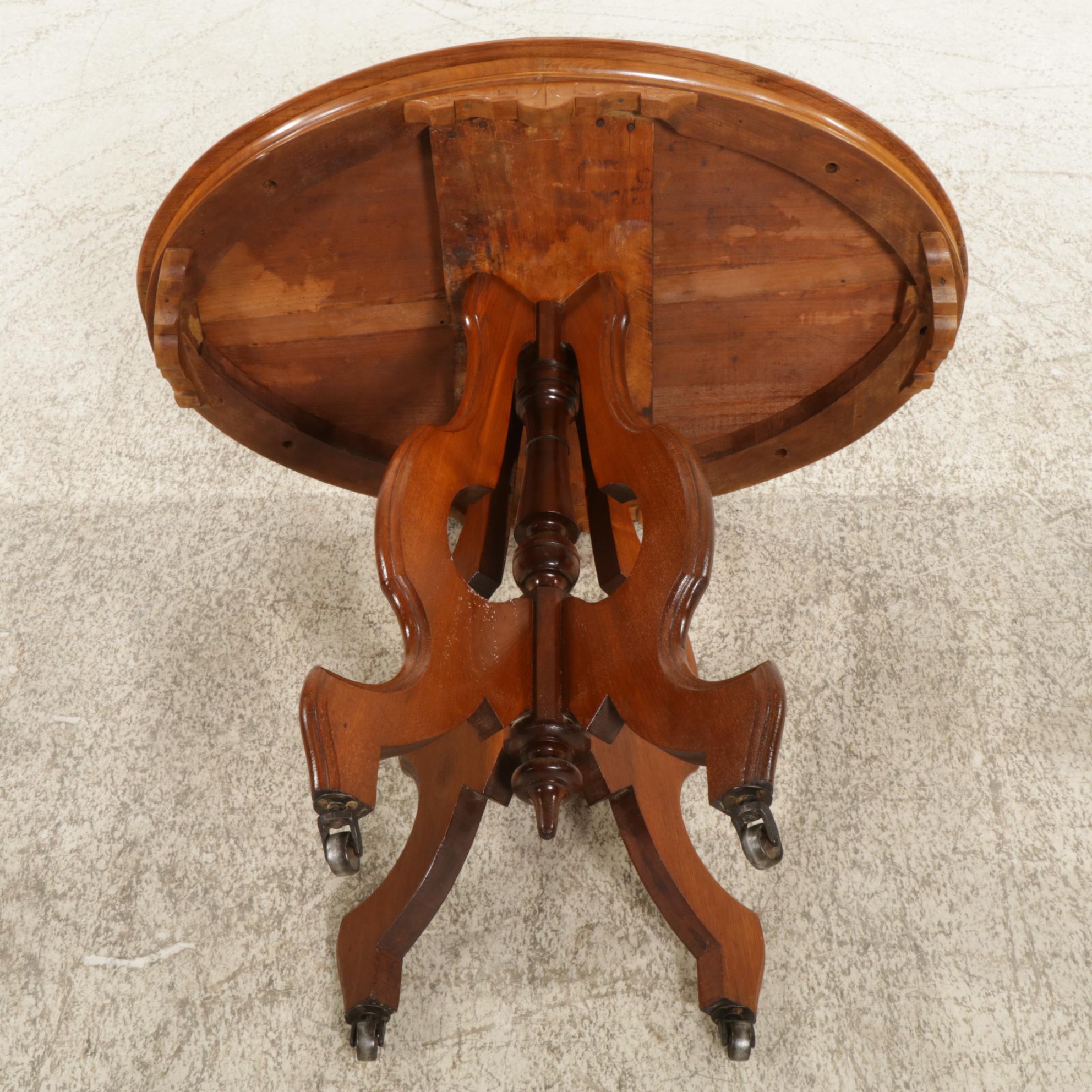 Victorian Walnut Oval Side Table, Late 19th to Early 20th Century